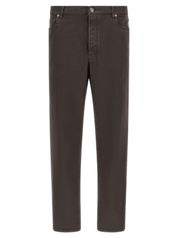 Brunello Cucinelli Braune Baumwolljeans mit geradem Bein