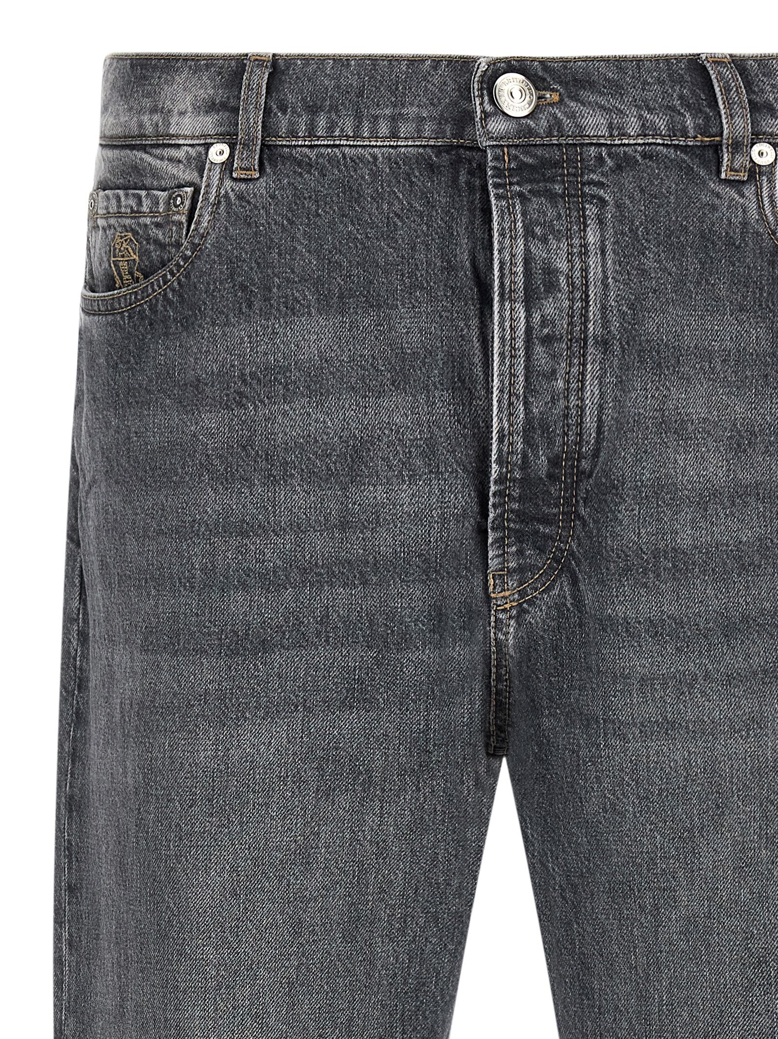 Brunello Cucinelli Graue Jeans aus Baumwolle im geraden Schnitt