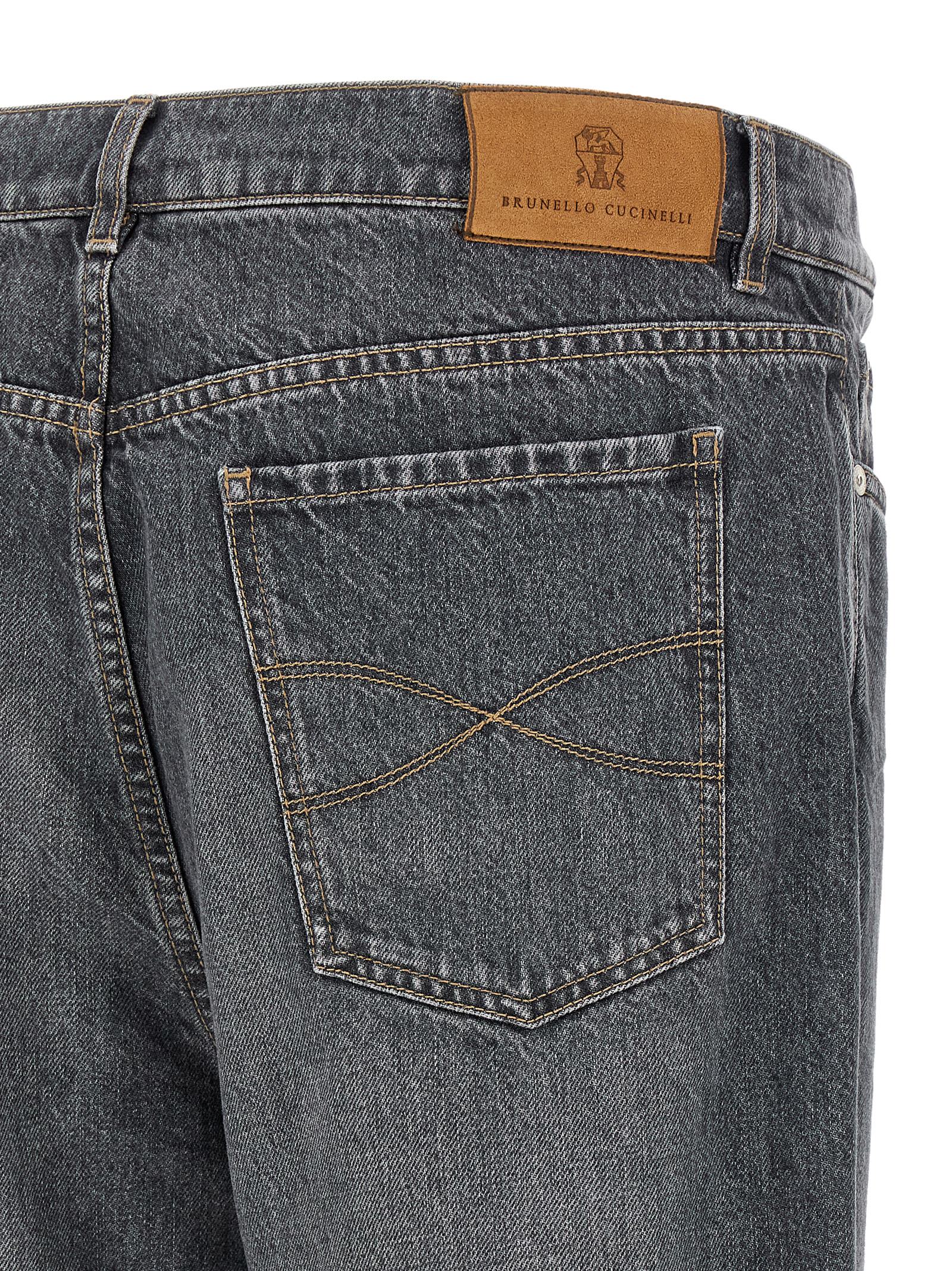 Brunello Cucinelli Graue Jeans aus Baumwolle im geraden Schnitt