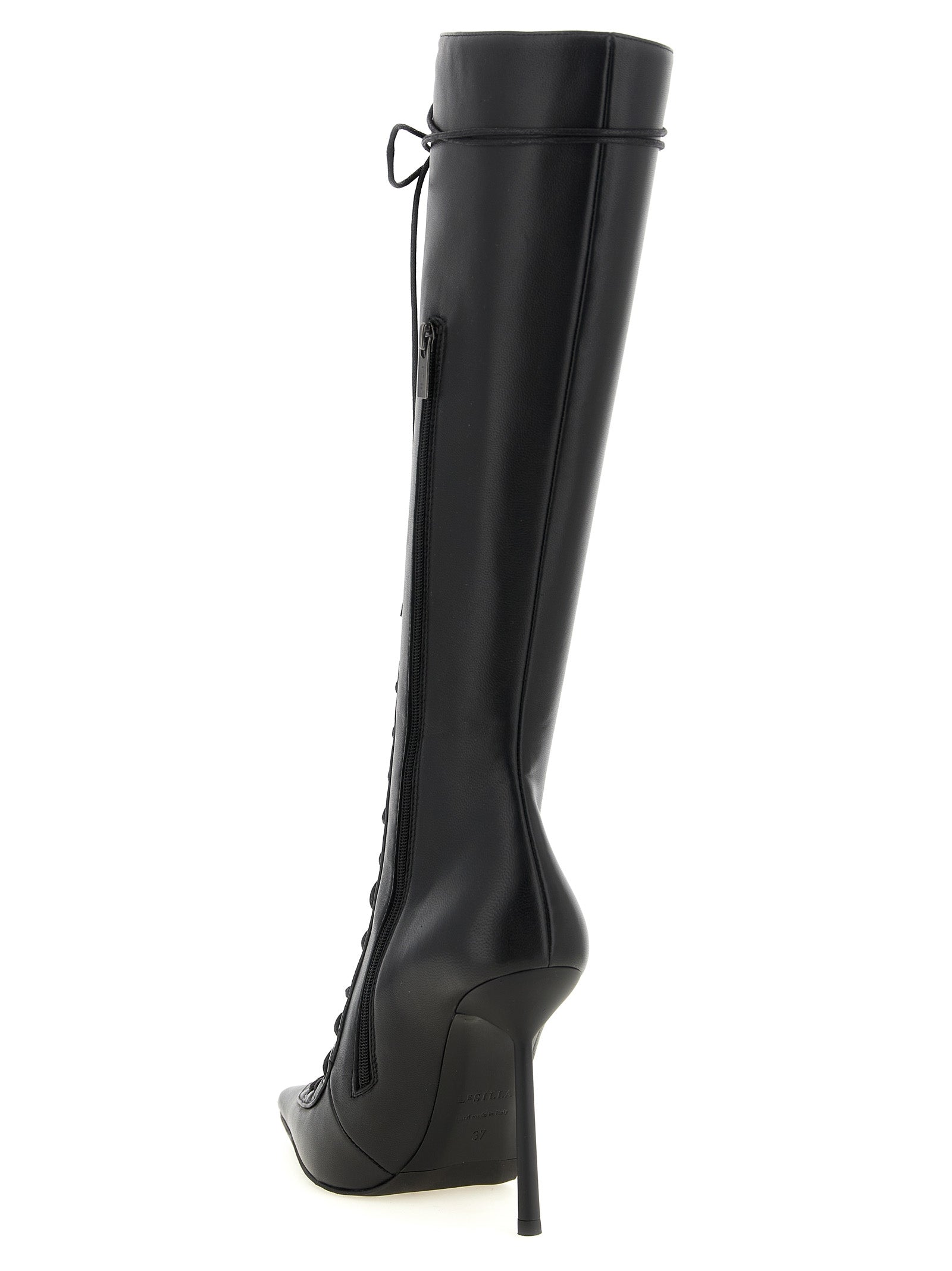 LE SILLA Schwarze Lammleder Over-the-Knee-Stiefel
