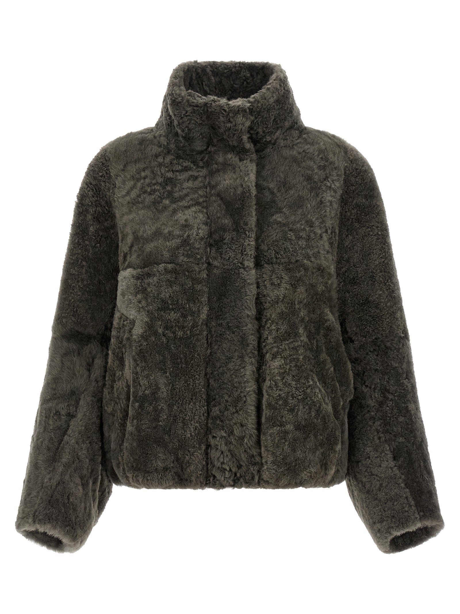 Brunello Cucinelli Graue Lammleder-Jacke in voller Länge