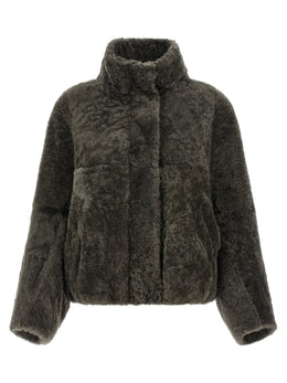 Brunello Cucinelli Graue Lammleder-Jacke in voller Länge