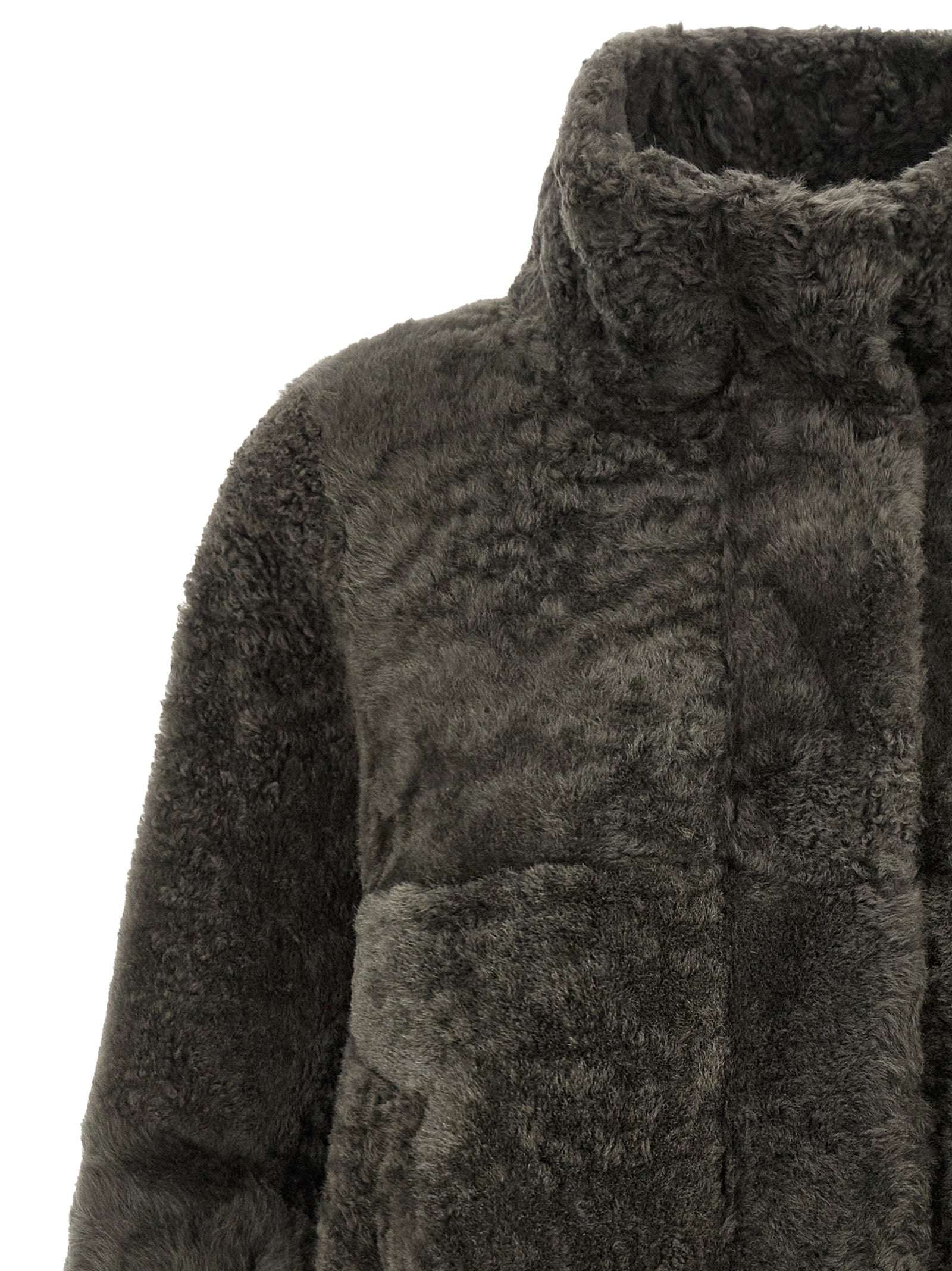 Brunello Cucinelli Graue Lammleder-Jacke in voller Länge