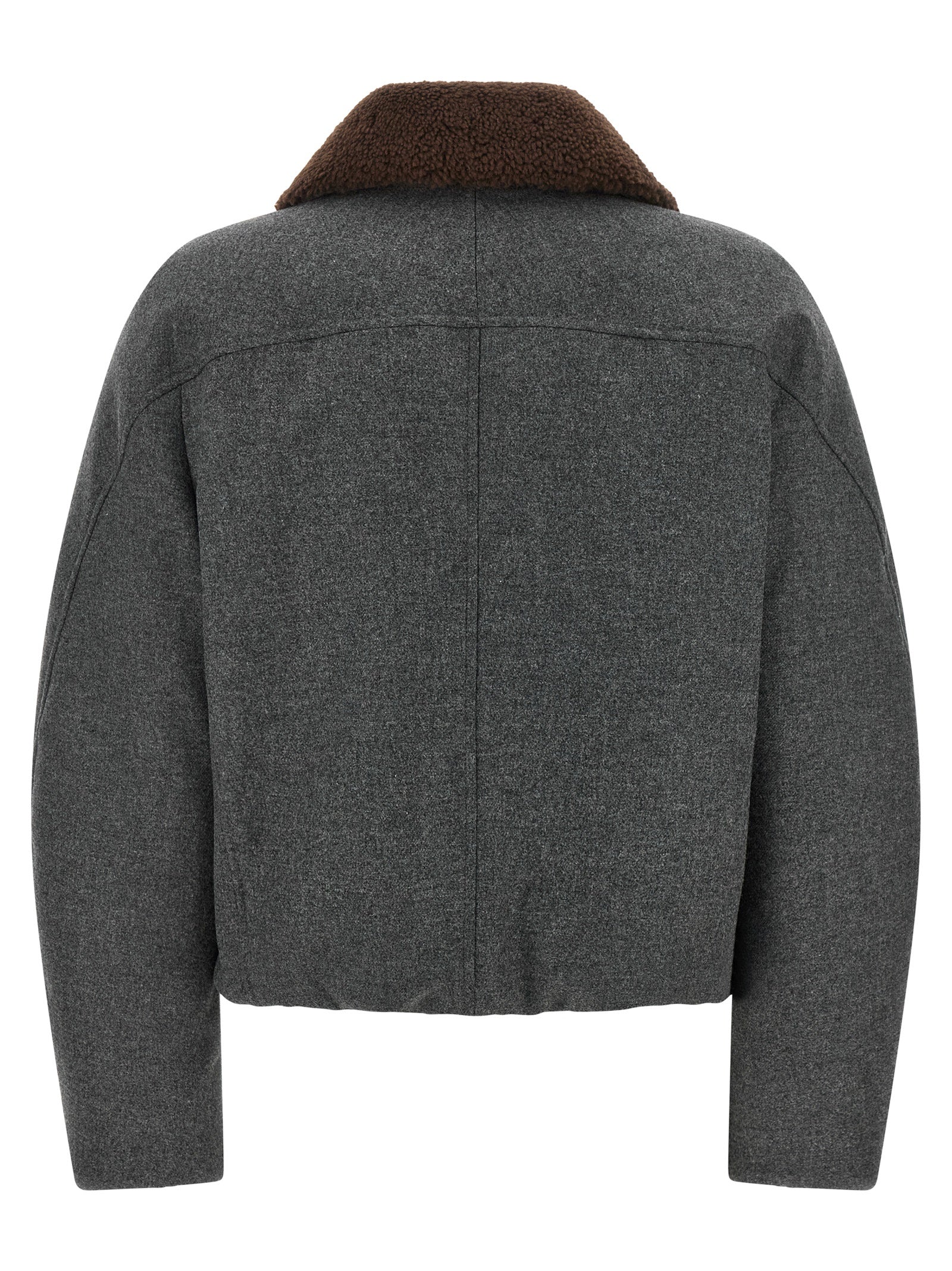 Brunello Cucinelli Grauer Virgin Wool Maxikleid