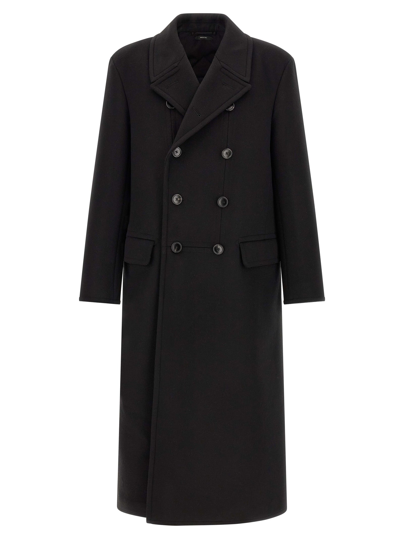 Tom Ford Schwarzer Wollmantel aus reiner Schurwolle