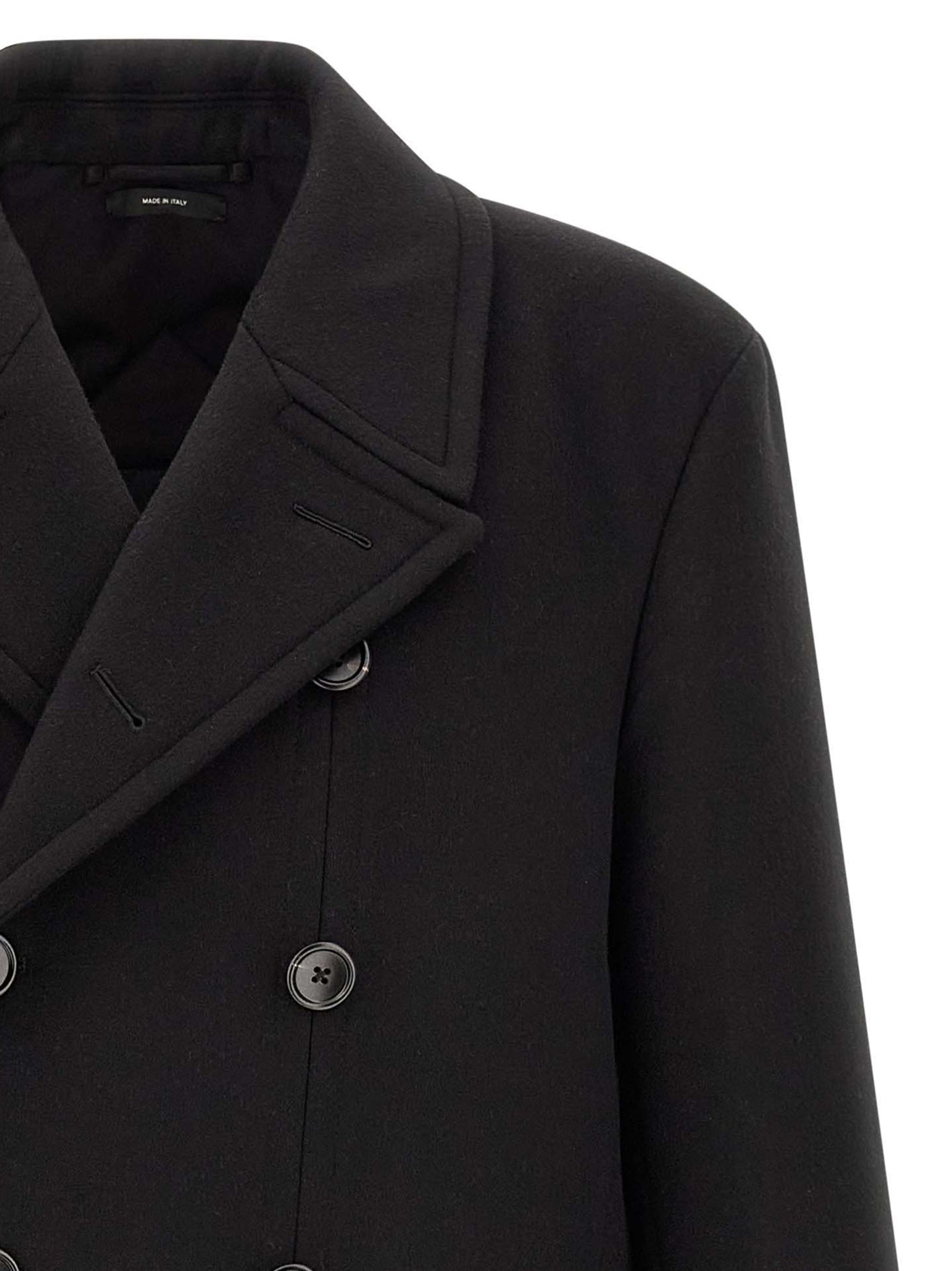 Tom Ford Schwarzer Wollmantel aus reiner Schurwolle