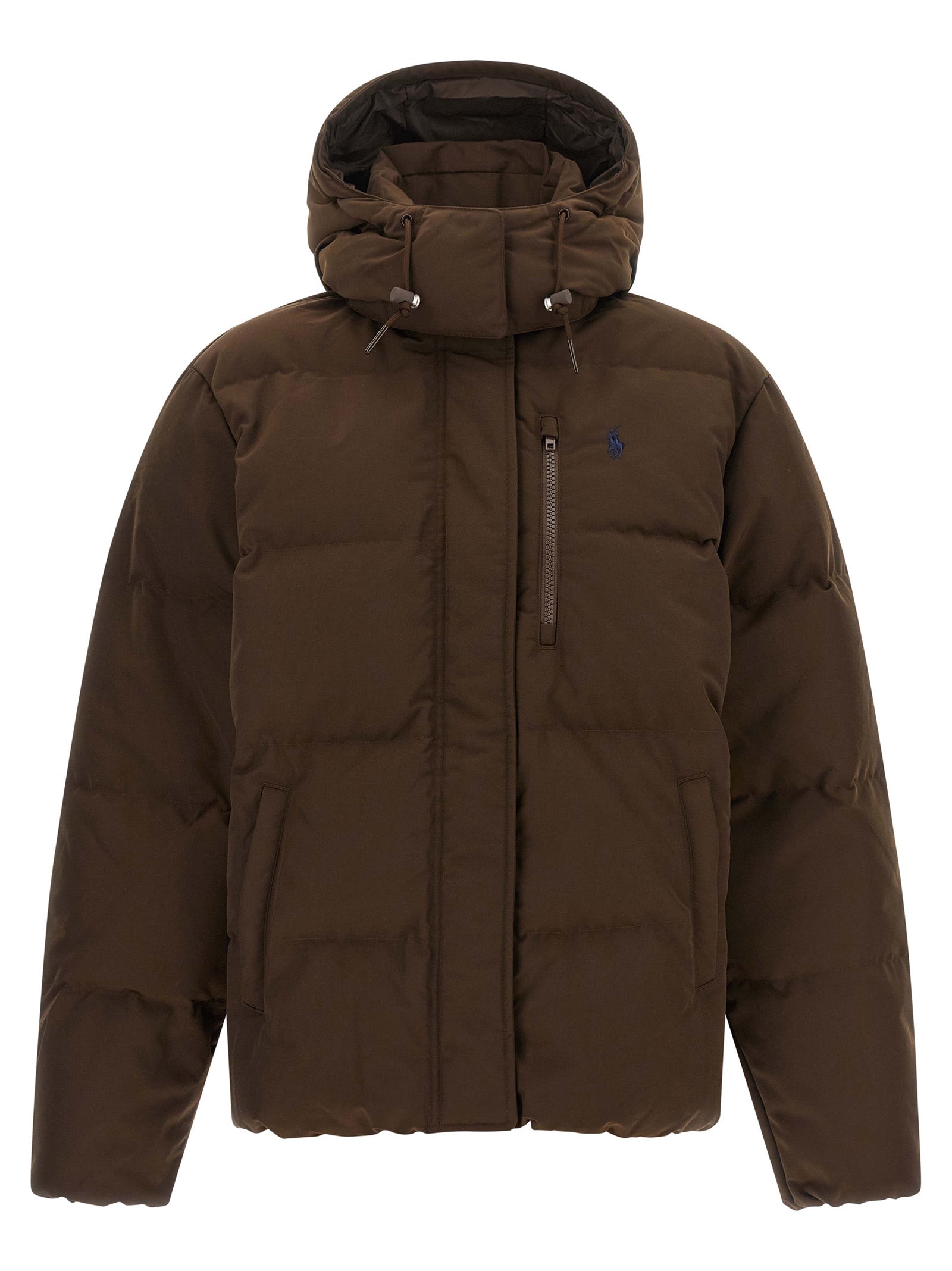 Polo Ralph Lauren Braune Polyester-Jacke in voller Länge
