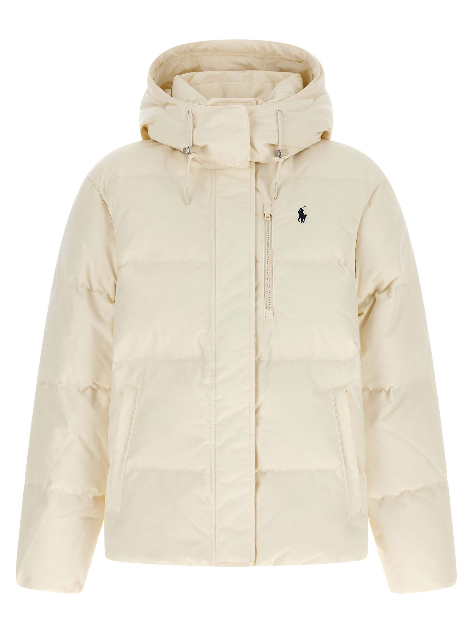 Polo Ralph Lauren Weiße Polyester-Jacke in voller Länge