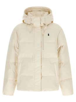 Polo Ralph Lauren Weiße Polyester-Jacke in voller Länge