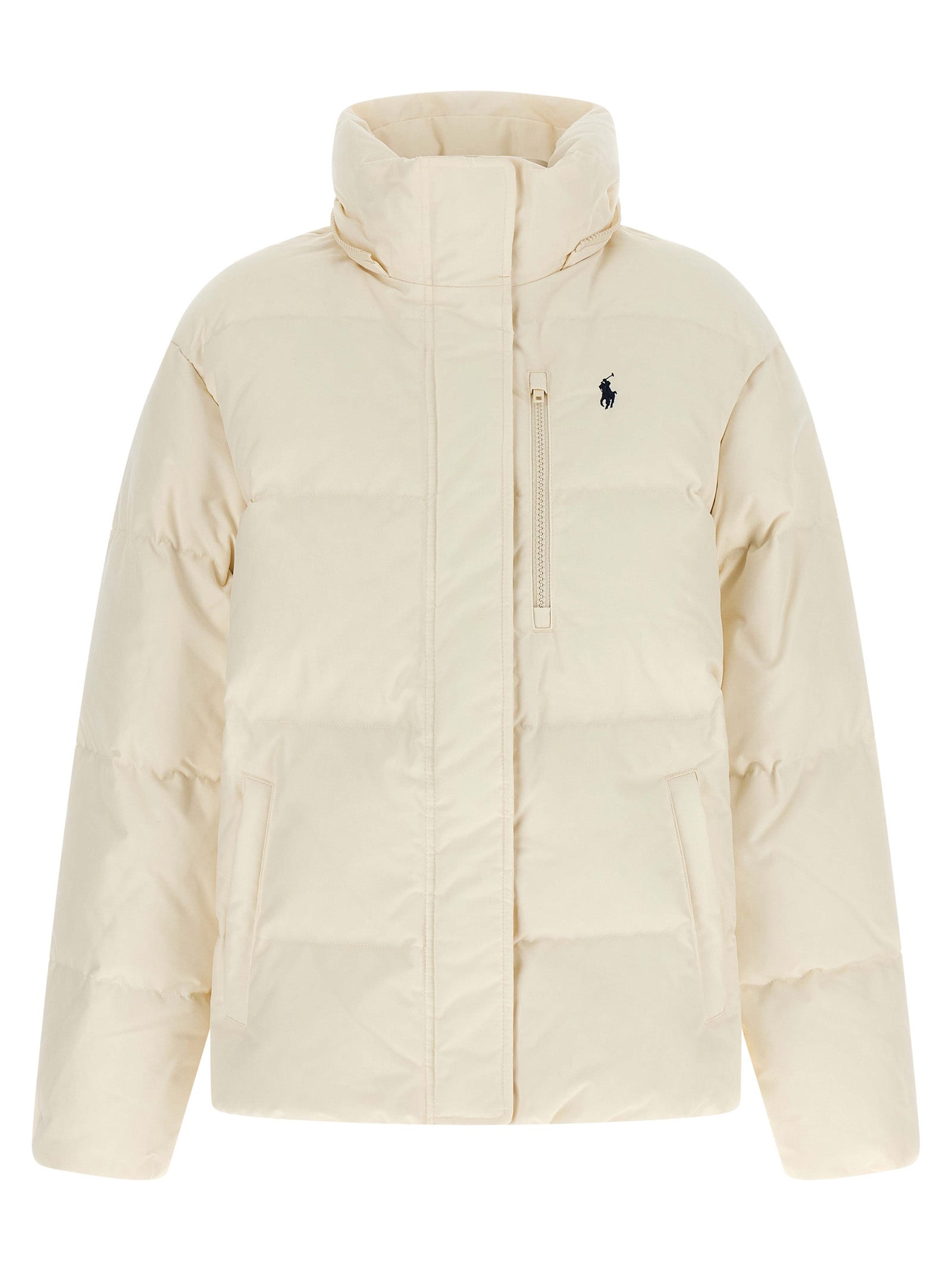 Polo Ralph Lauren Weiße Polyester-Jacke in voller Länge