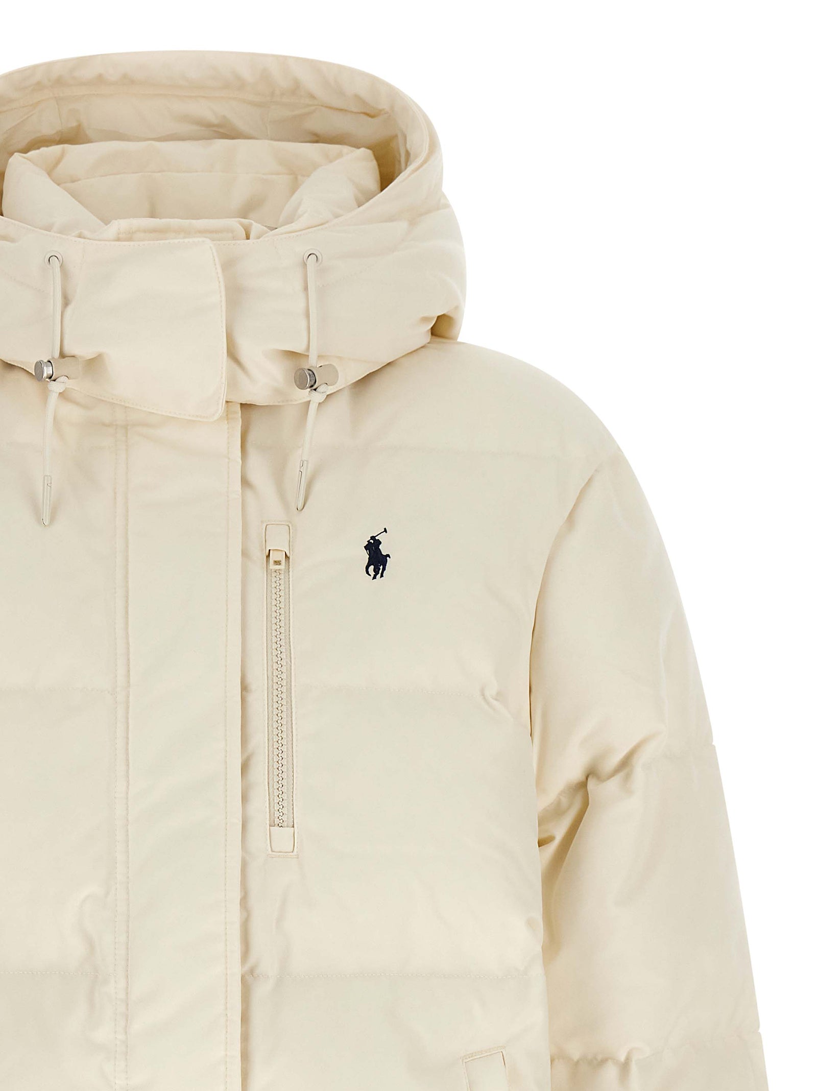 Polo Ralph Lauren Weiße Polyester-Jacke in voller Länge