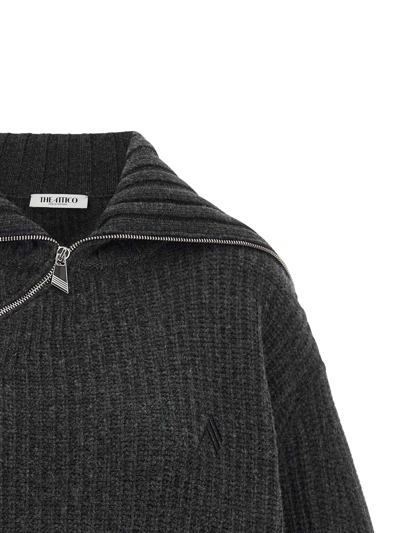 The Attico Grauer Cardigan aus reiner Schurwolle