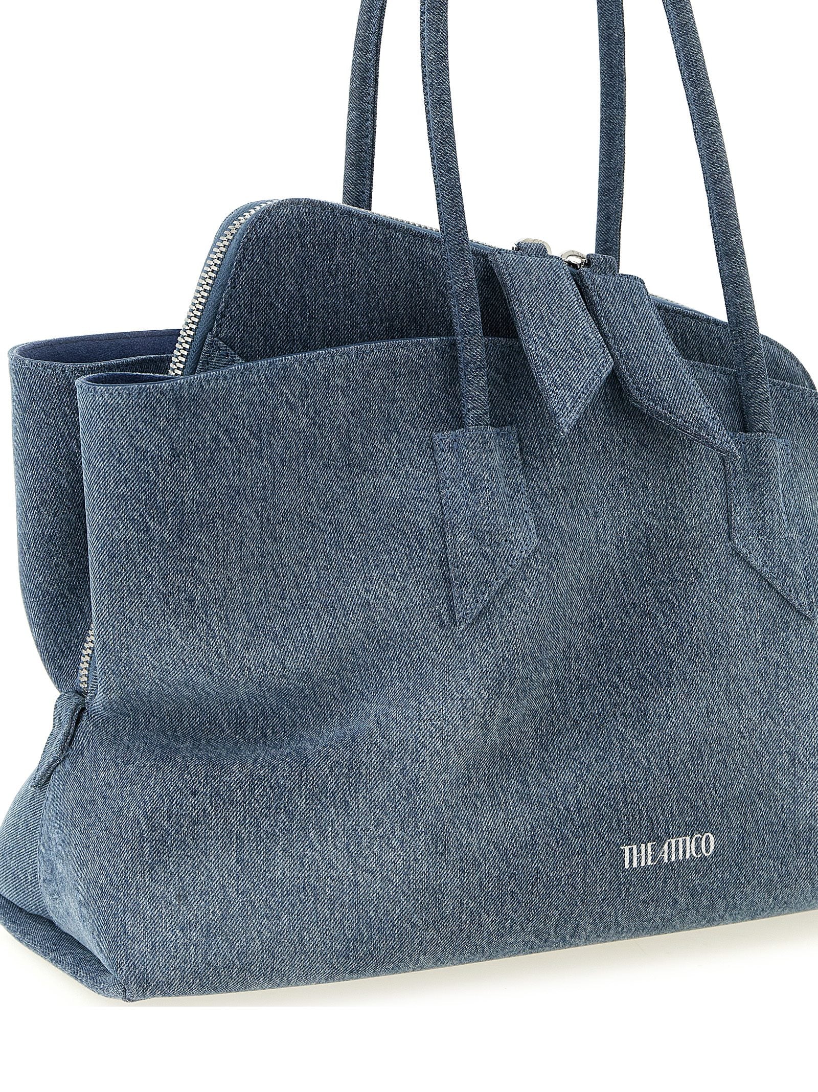 The Attico Blaue Baumwoll-Umhängetasche