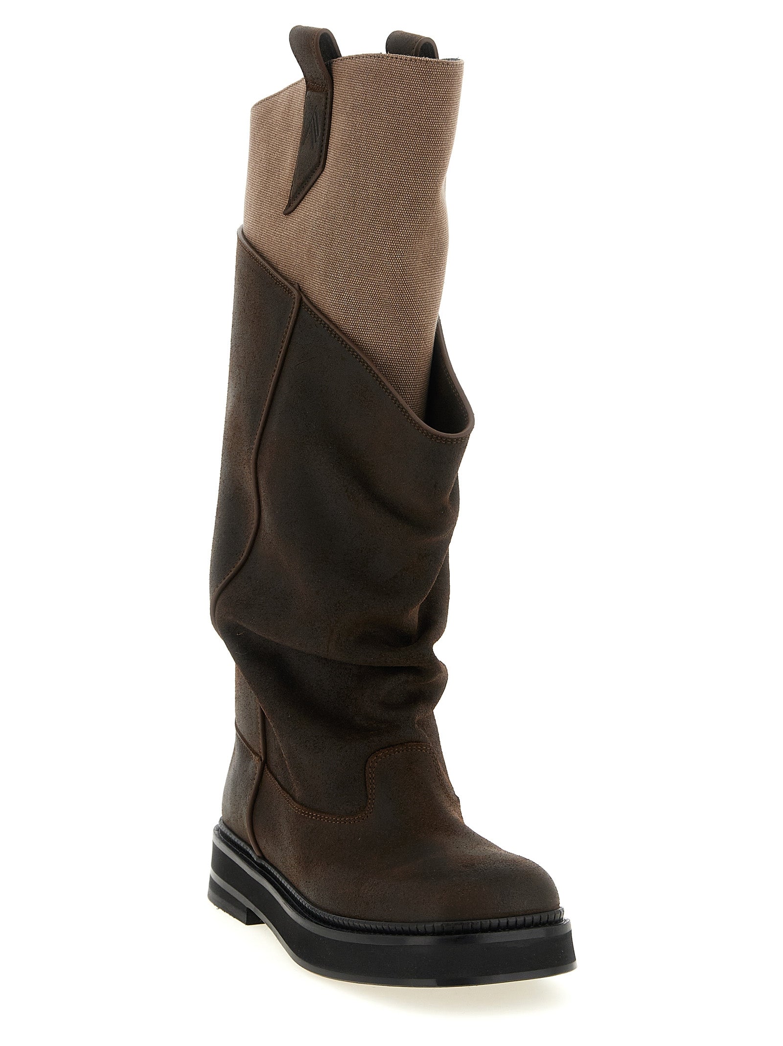 The Attico Braune Kalbsleder Bos Taurus Overknee-Stiefel