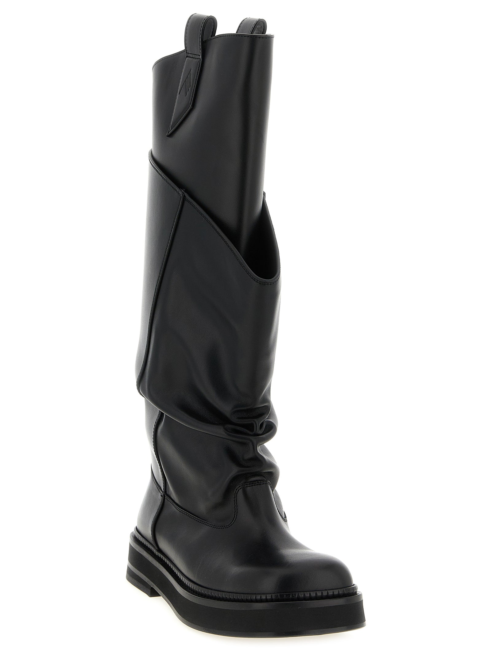 The Attico Schwarzes Kalbsleder Over-the-Knee