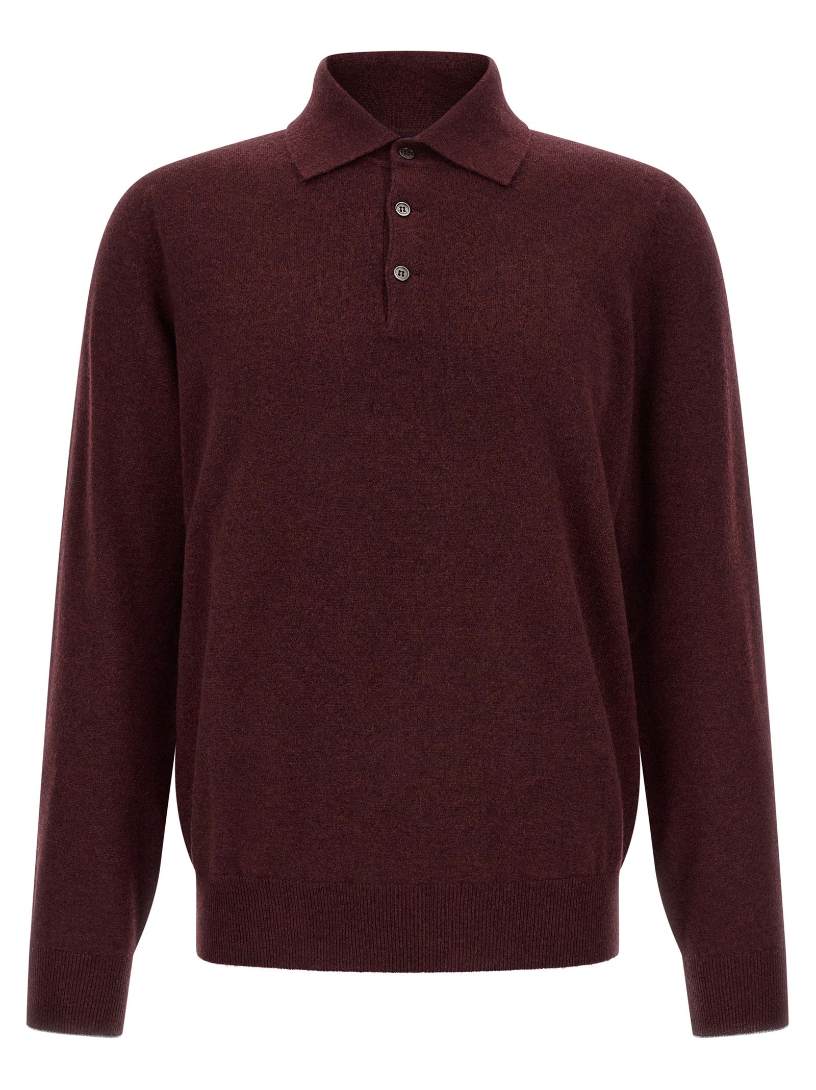 Brunello Cucinelli Bordeaux Kaschmir Poloshirt