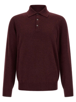 Brunello Cucinelli Bordeaux Kaschmir Poloshirt