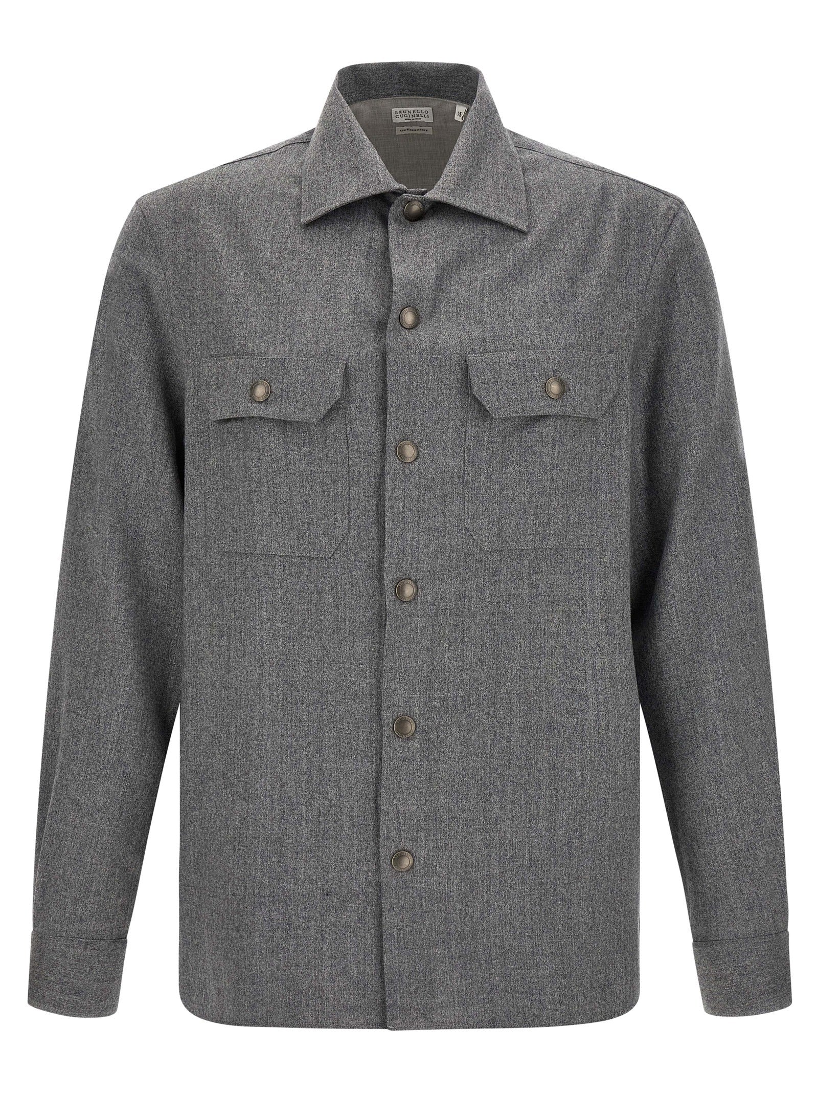 Brunello Cucinelli Graue Bluse aus reiner Schurwolle