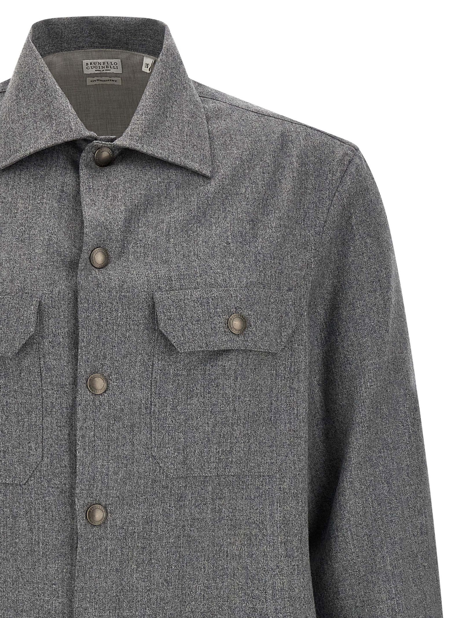 Brunello Cucinelli Graue Bluse aus reiner Schurwolle