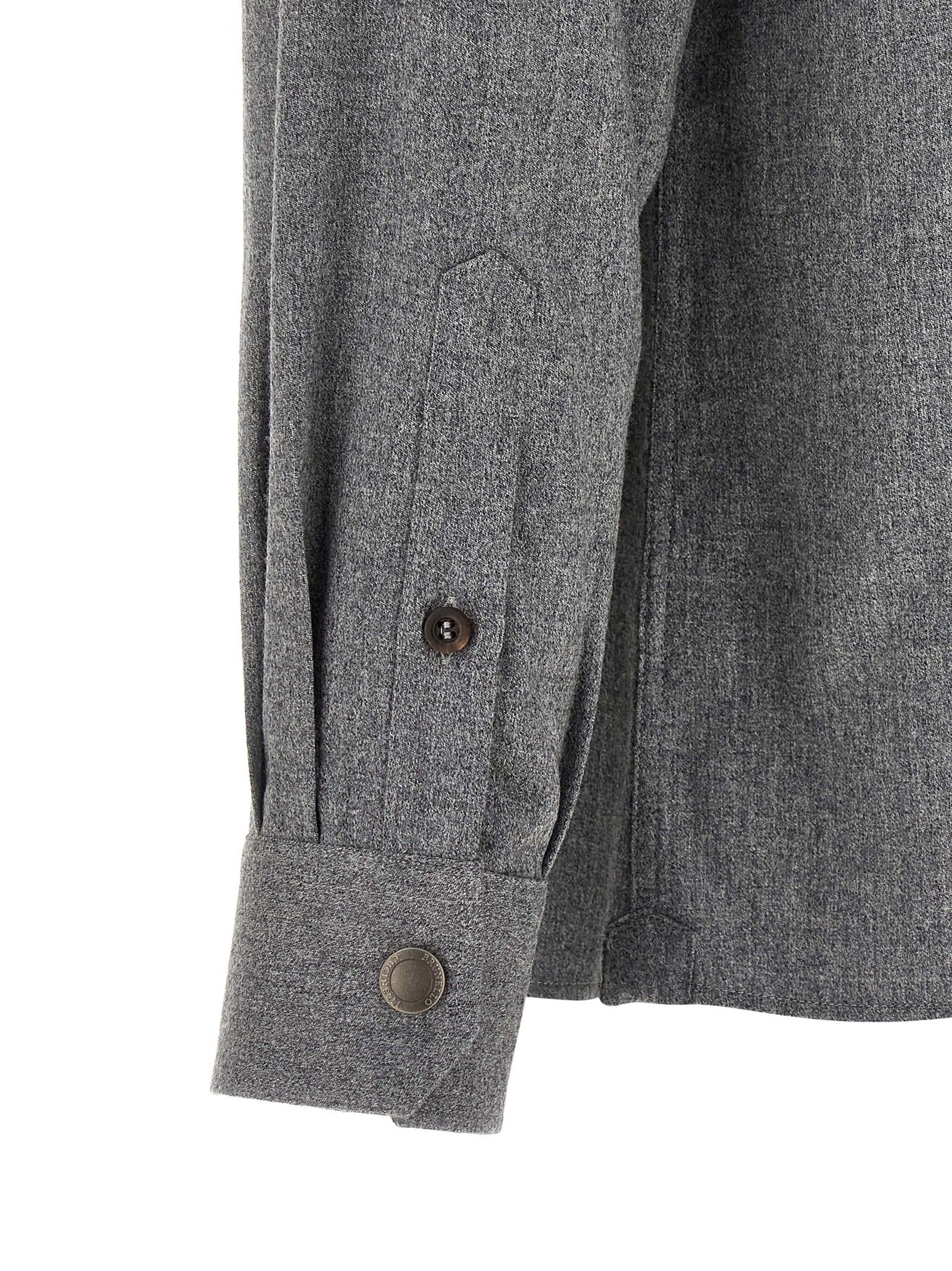 Brunello Cucinelli Graue Bluse aus reiner Schurwolle