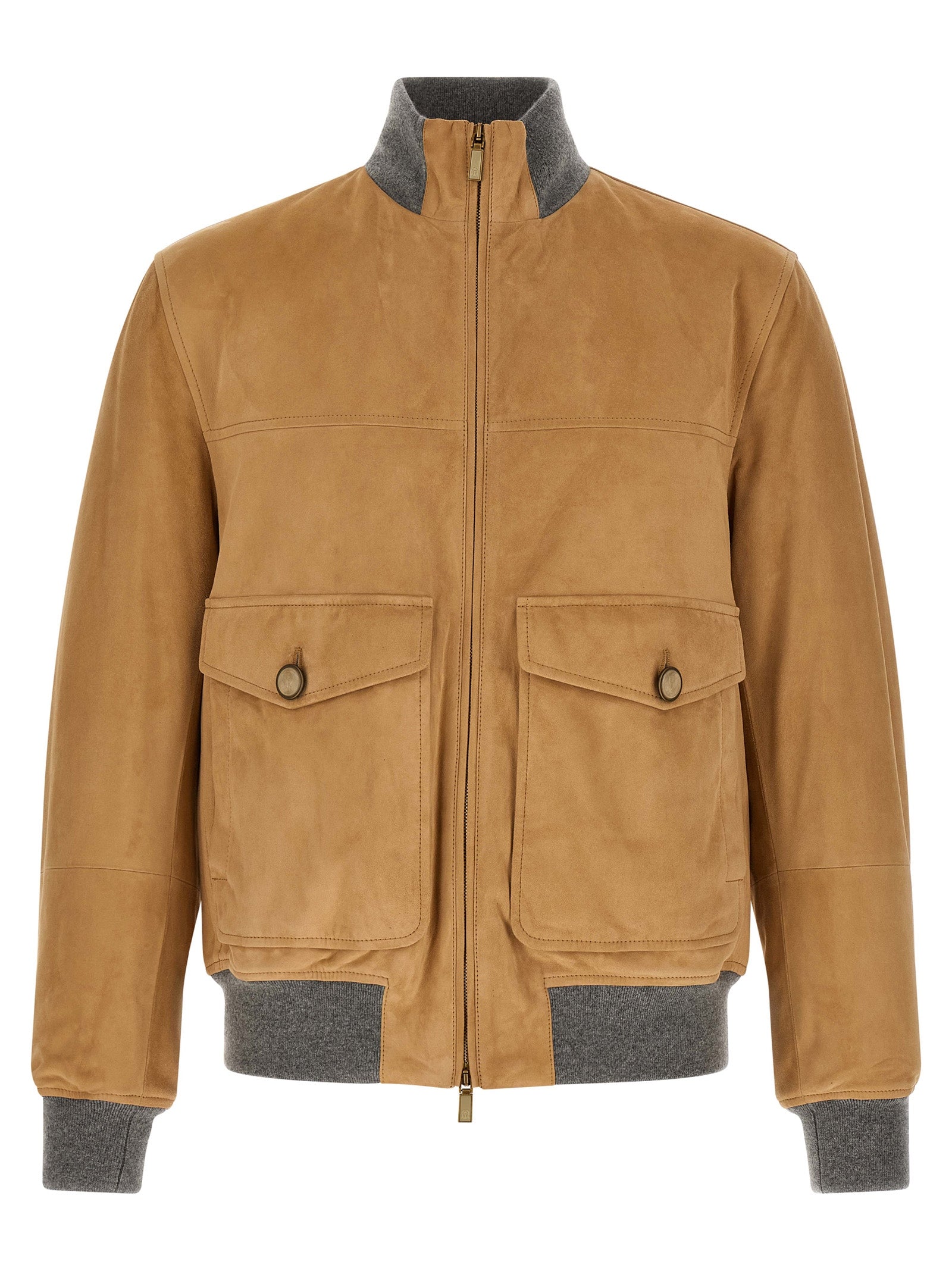 Brunello Cucinelli Beige Lammleder Lederjacke