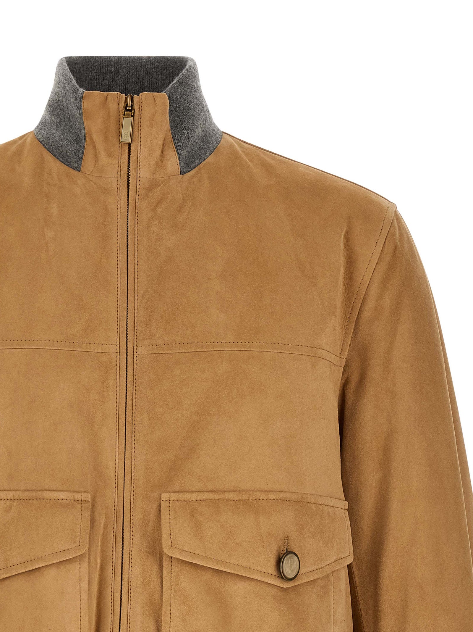 Brunello Cucinelli Beige Lammleder Lederjacke