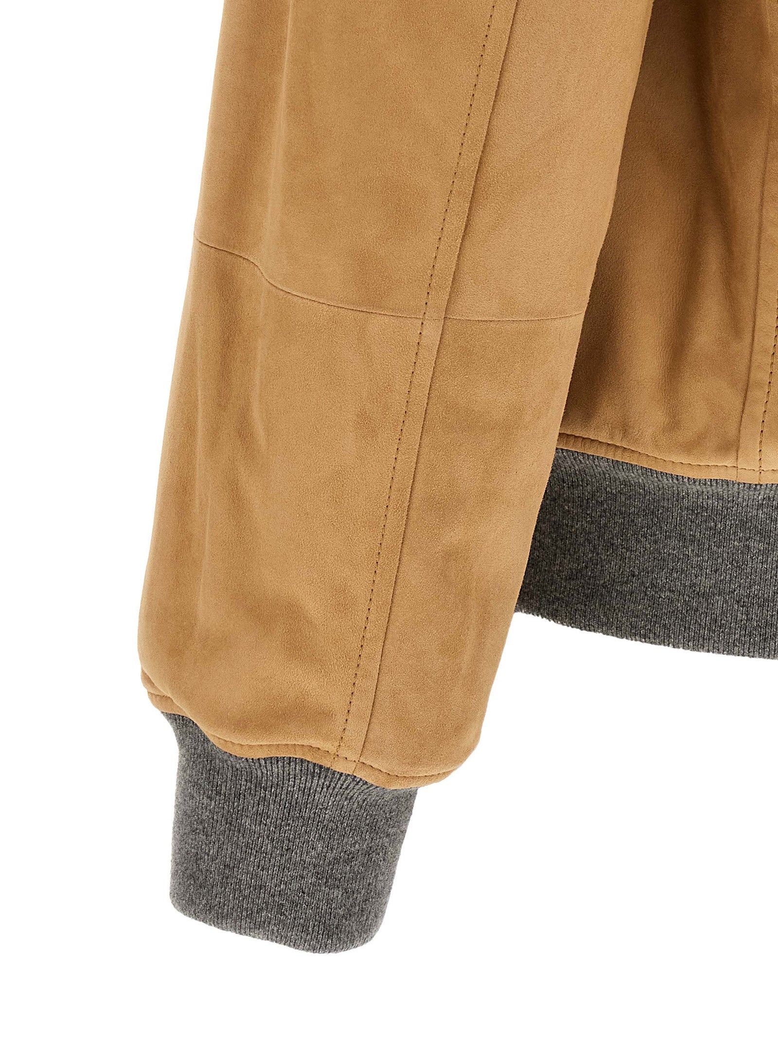 Brunello Cucinelli Beige Lammleder Lederjacke