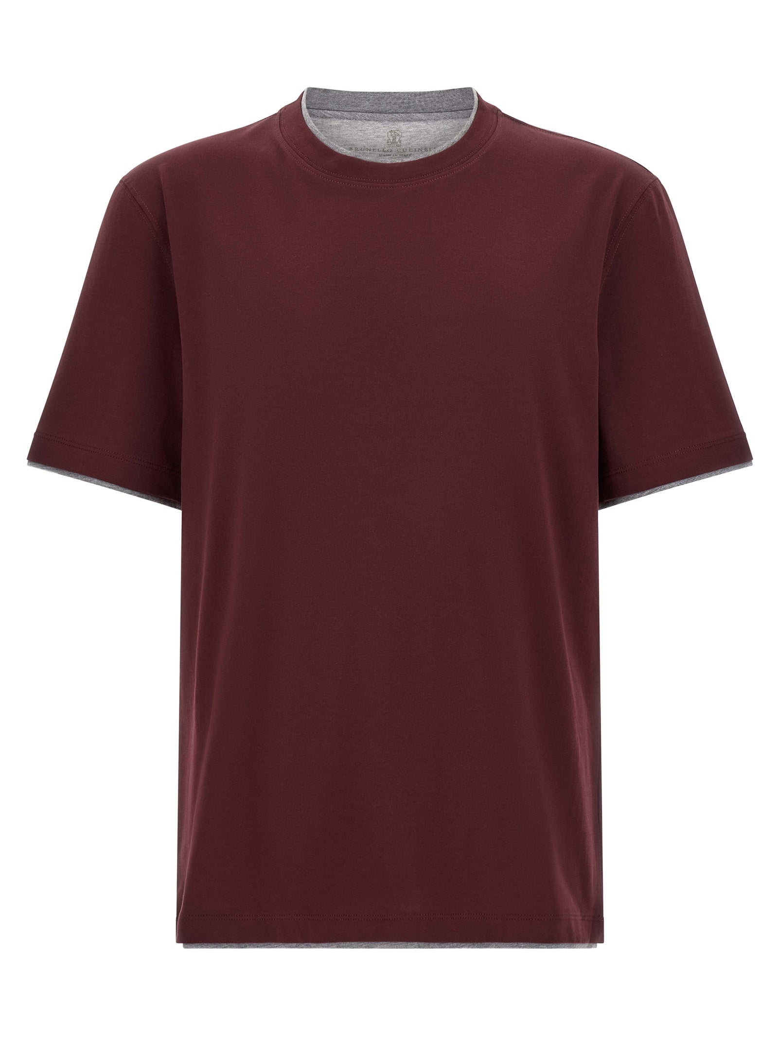 Brunello Cucinelli Bordeaux Baumwoll-T-Shirt
