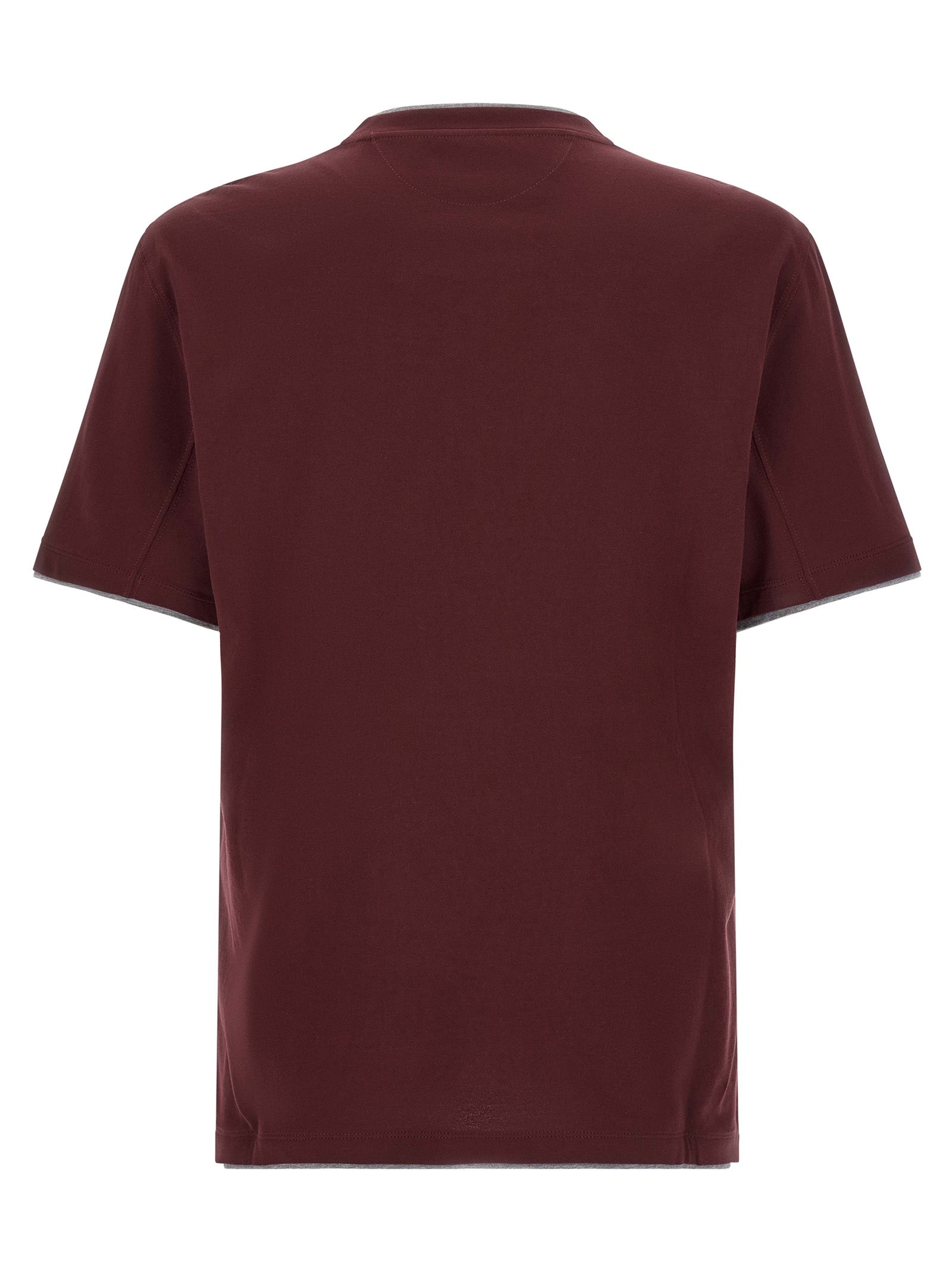 Brunello Cucinelli Bordeaux Baumwoll-T-Shirt