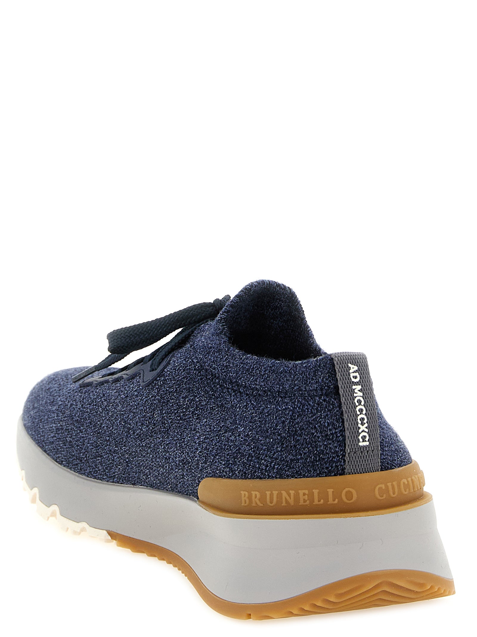 Brunello Cucinelli Blaue Woll-Sneaker im Athletic-Stil