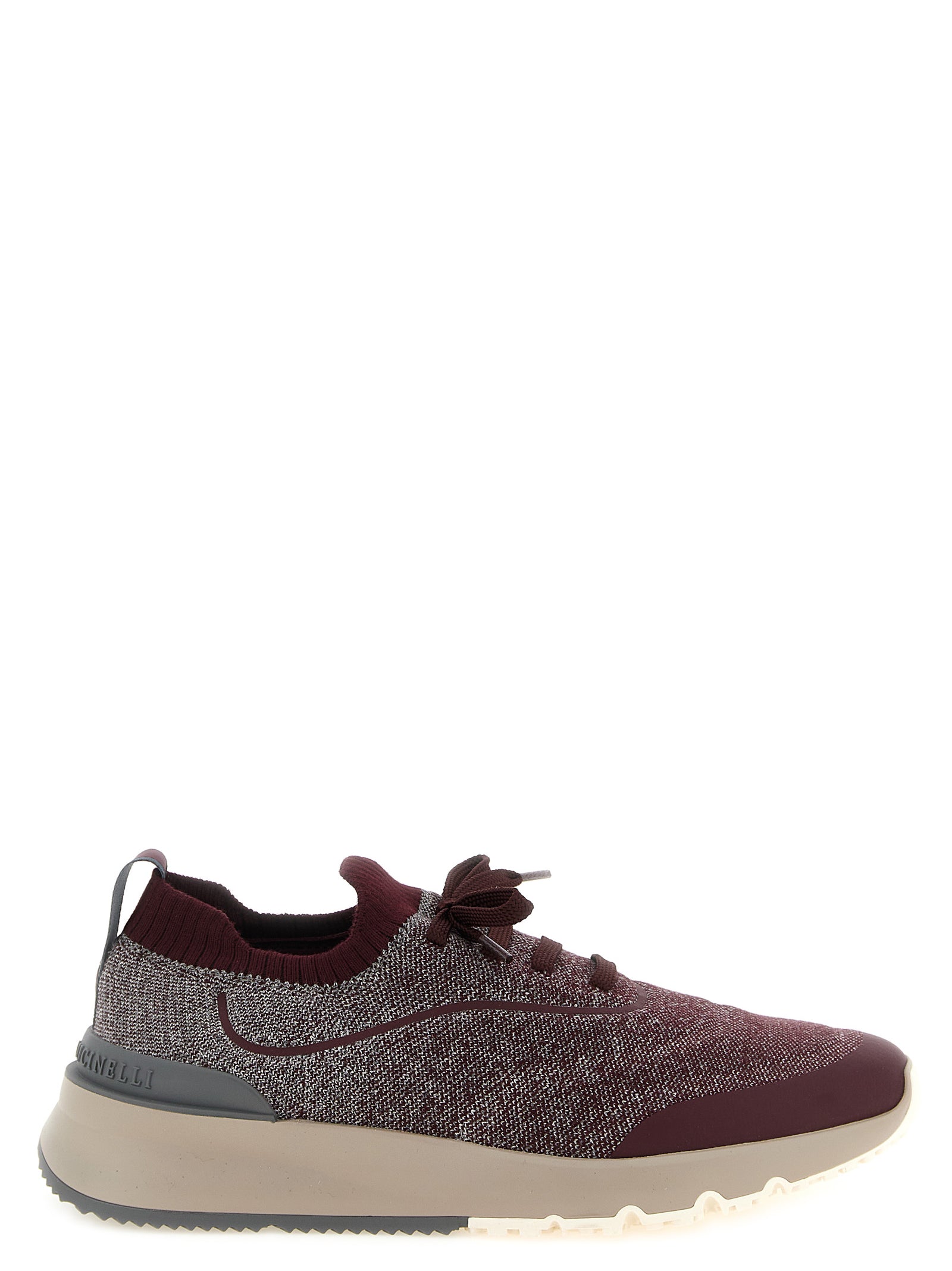 Brunello Cucinelli Bordeaux Baumwoll-Sneakers im Athletic-Stil