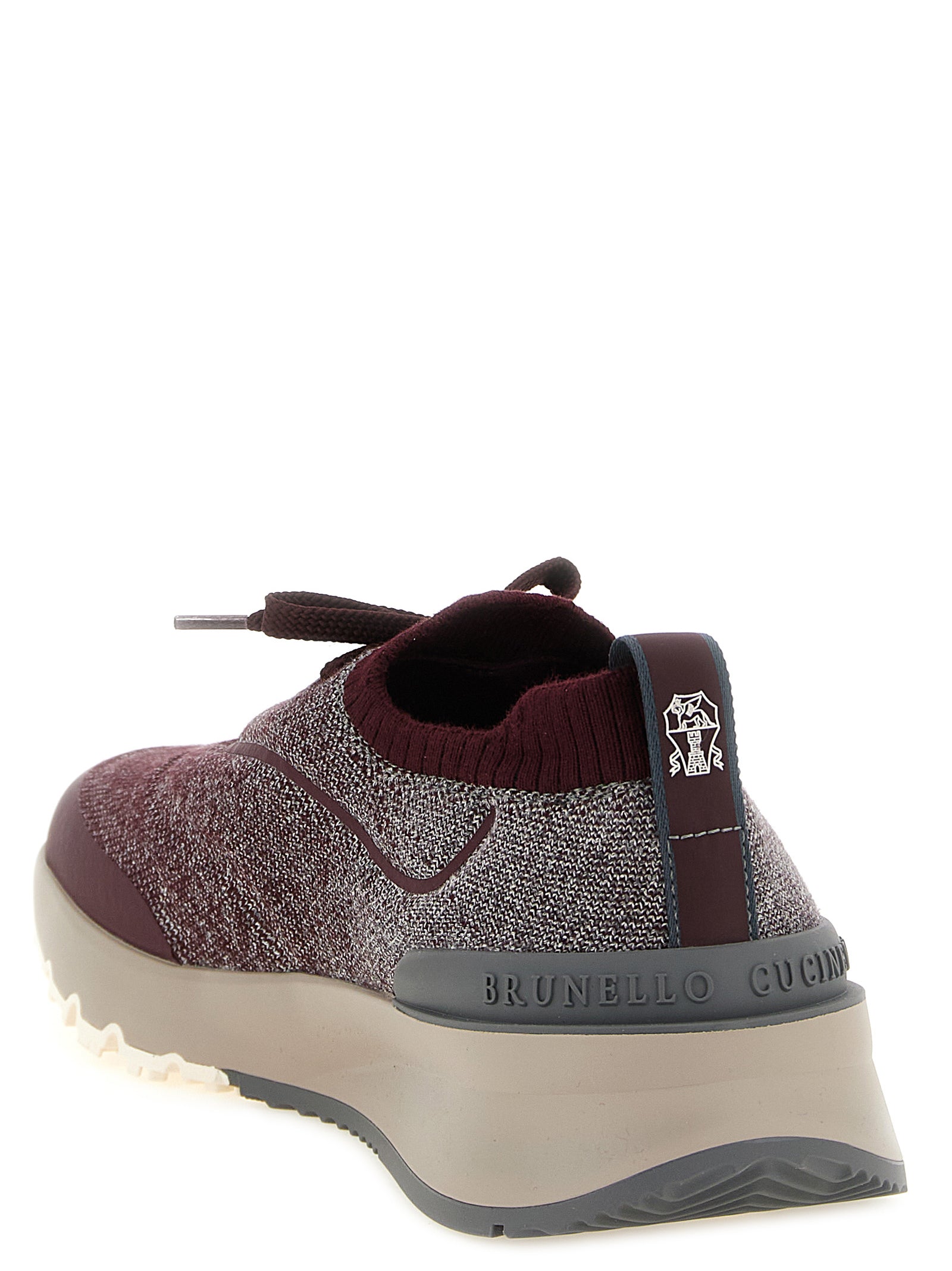 Brunello Cucinelli Bordeaux Baumwoll-Sneakers im Athletic-Stil