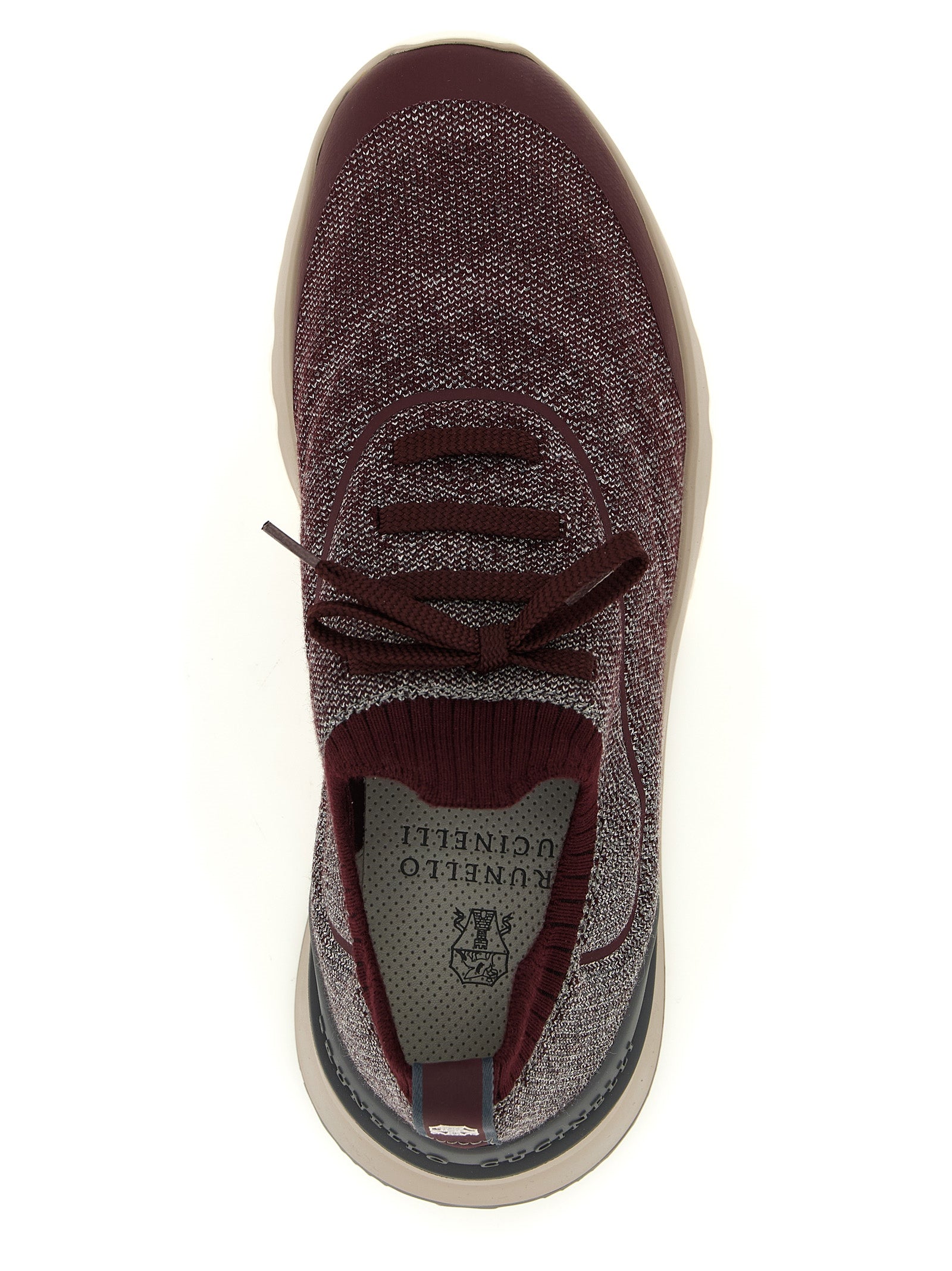 Brunello Cucinelli Bordeaux Baumwoll-Sneakers im Athletic-Stil
