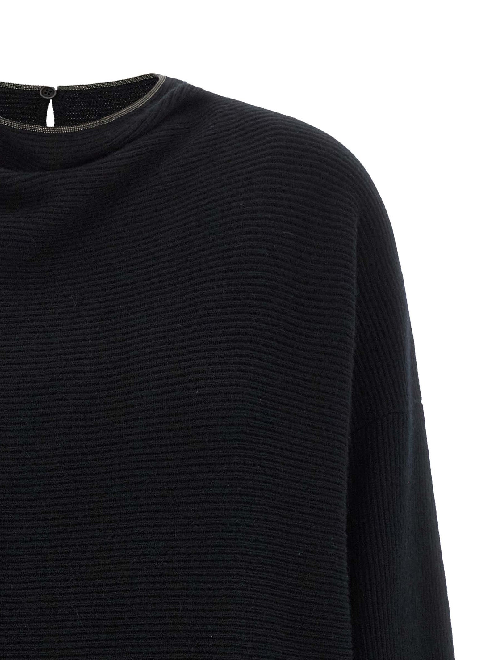 Brunello Cucinelli Kurzes Kleid aus schwarzer Schurwolle