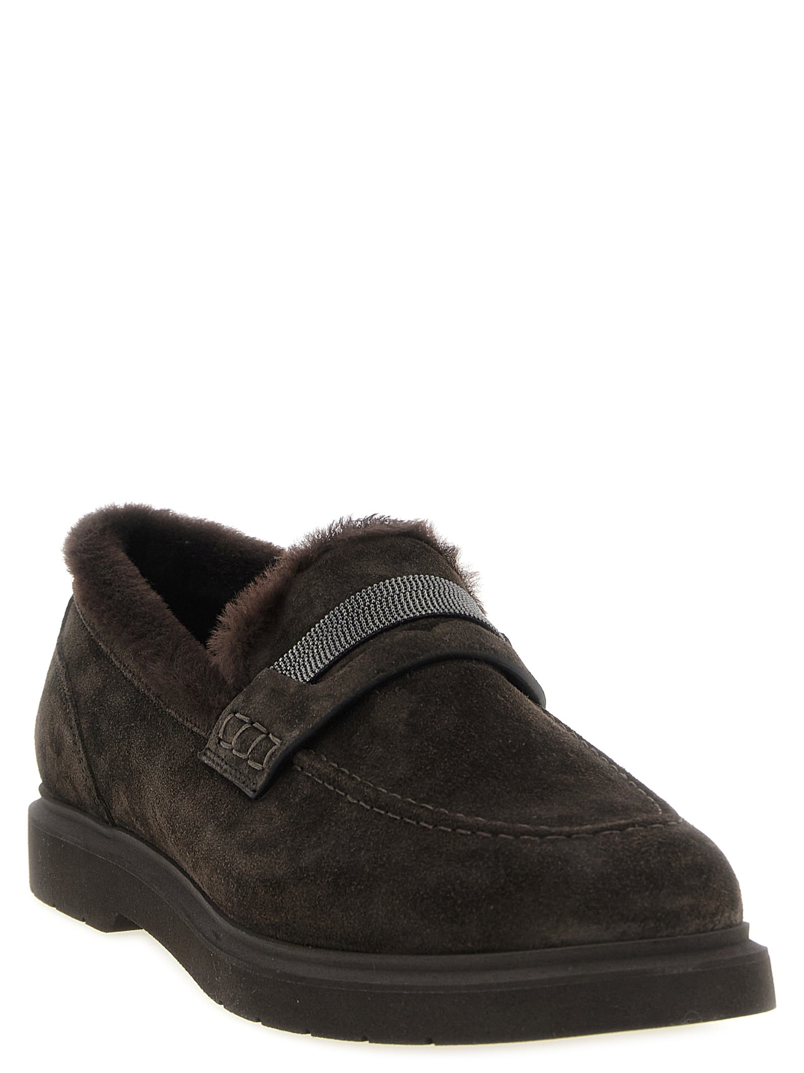 Brunello Cucinelli Braune Kalbsleder-Slipper