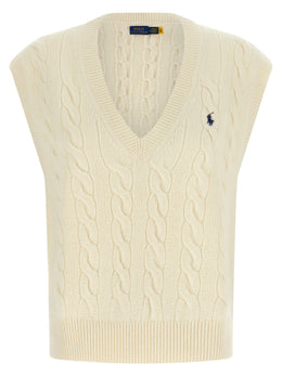 Polo Ralph Lauren Ärmellose weiße Wolljacke