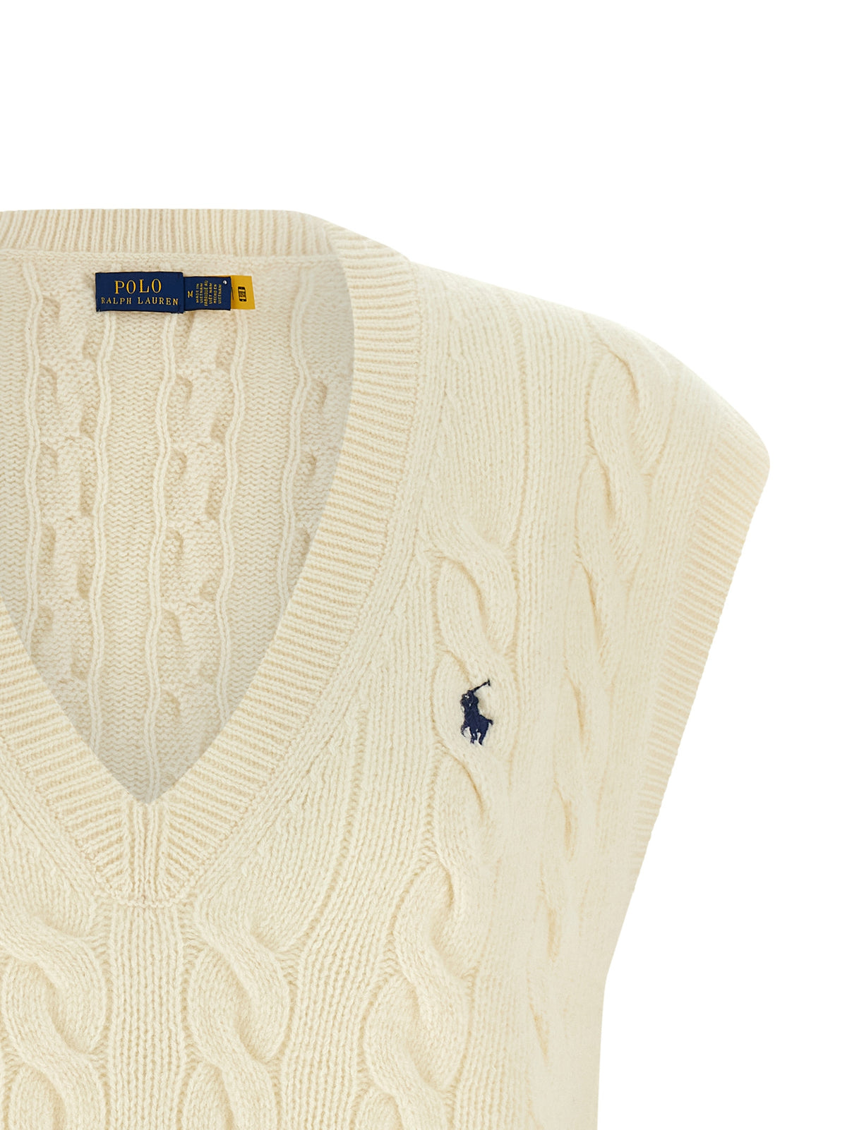 Polo Ralph Lauren Ärmellose weiße Wolljacke
