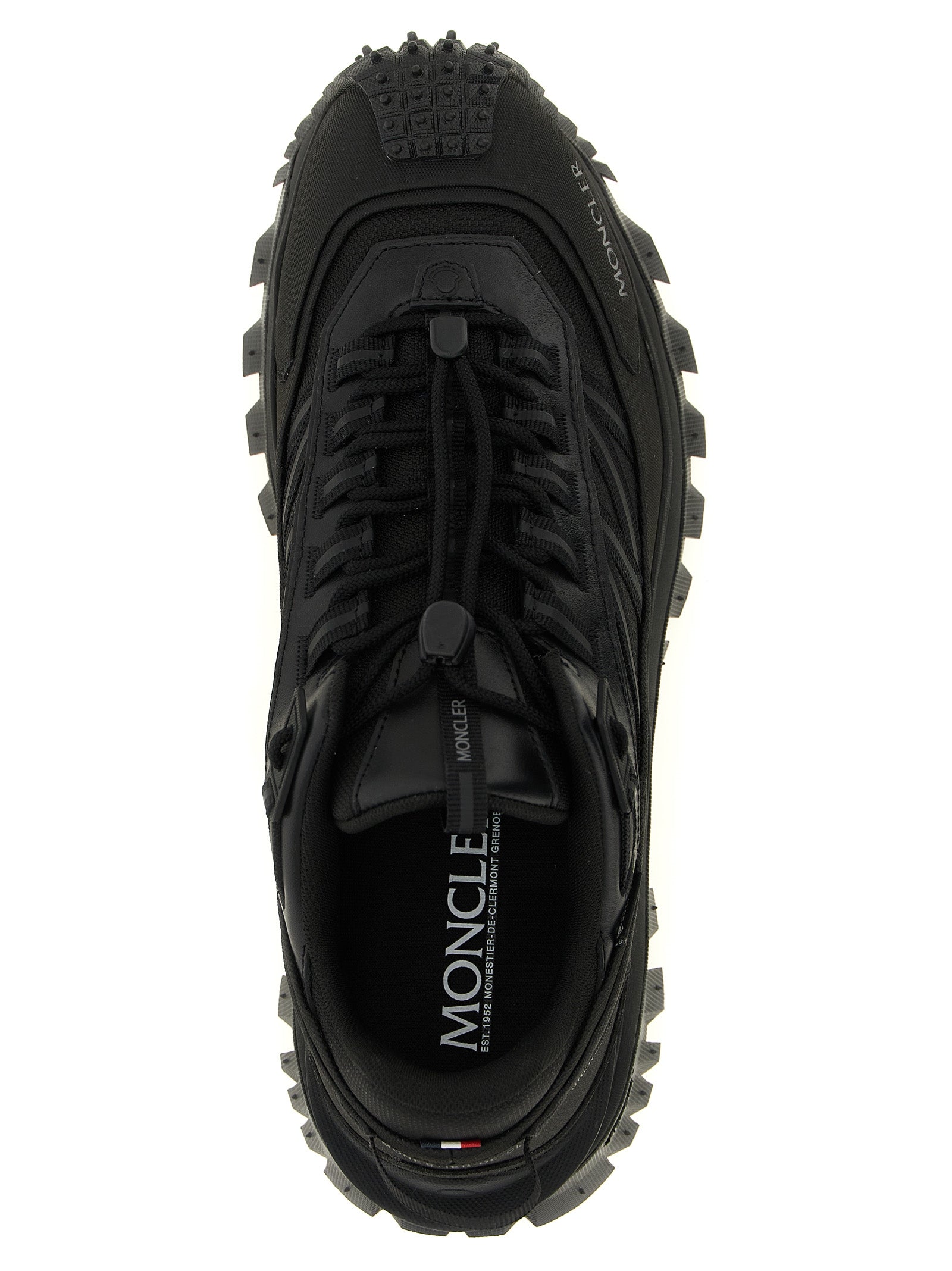 Moncler Schwarze Leder-Sneaker im Athletic-Stil