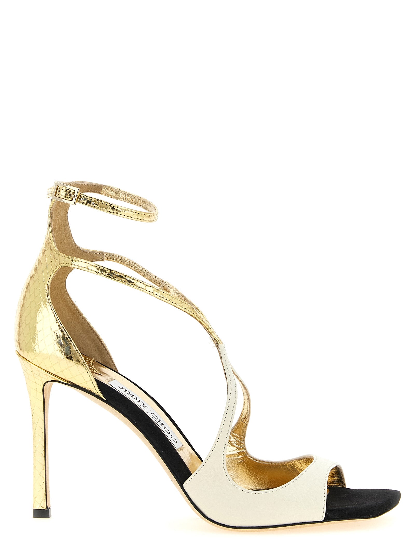 Jimmy Choo Mehrfarbige Ledersandalen mit Stilettoabsatz