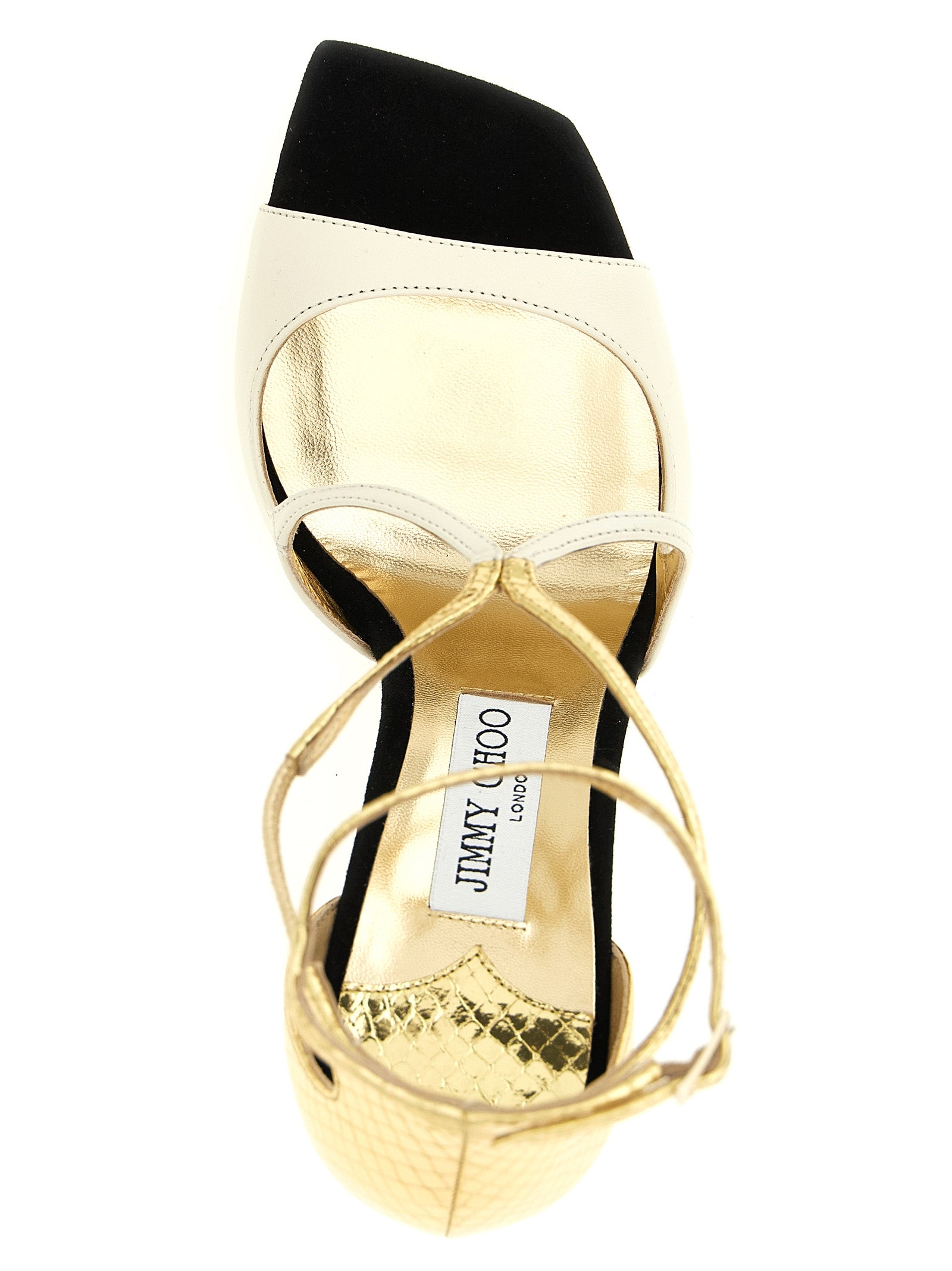 Jimmy Choo Mehrfarbige Ledersandalen mit Stilettoabsatz
