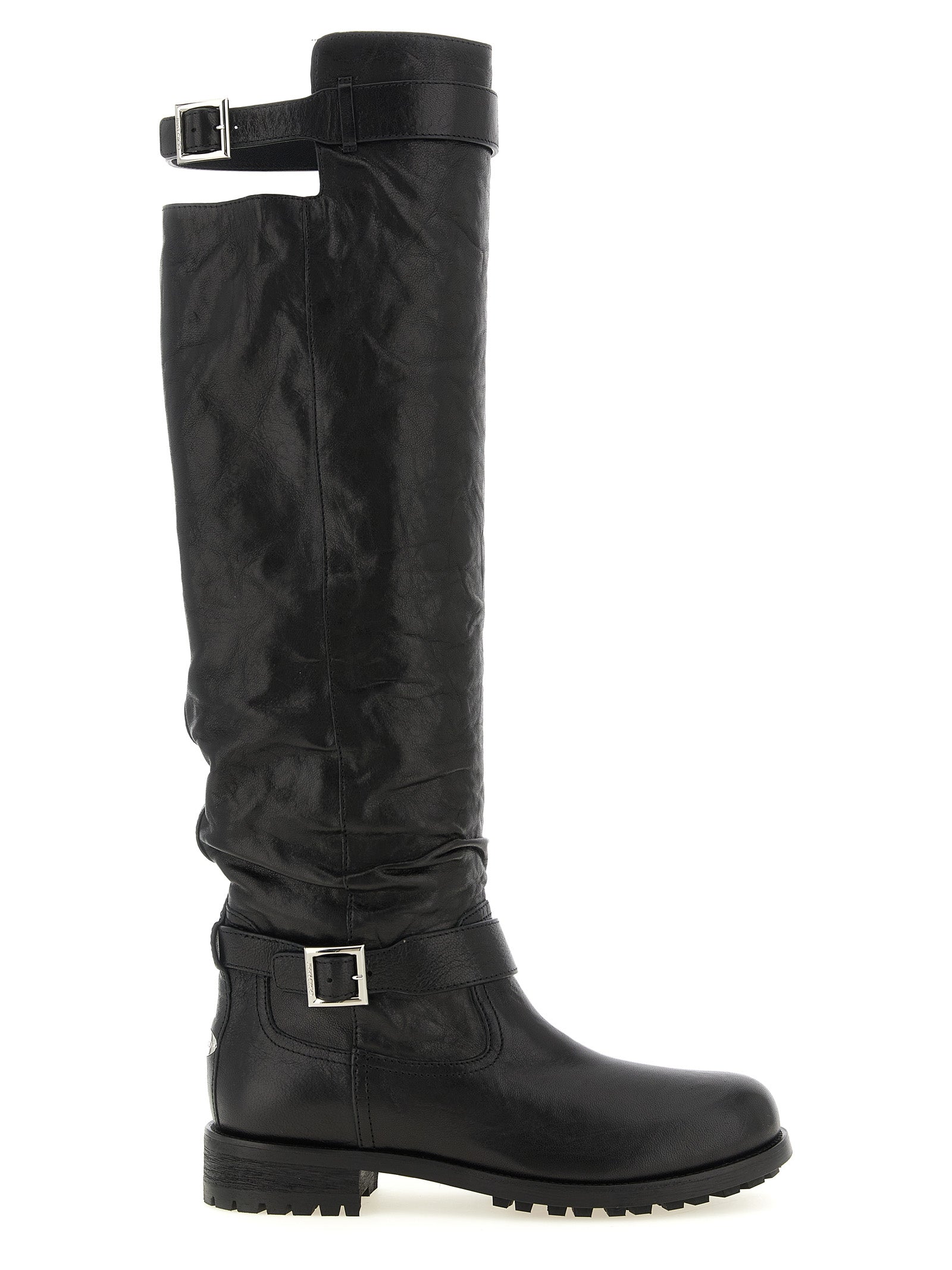 Jimmy Choo Schwarze Leder Overknee-Stiefel