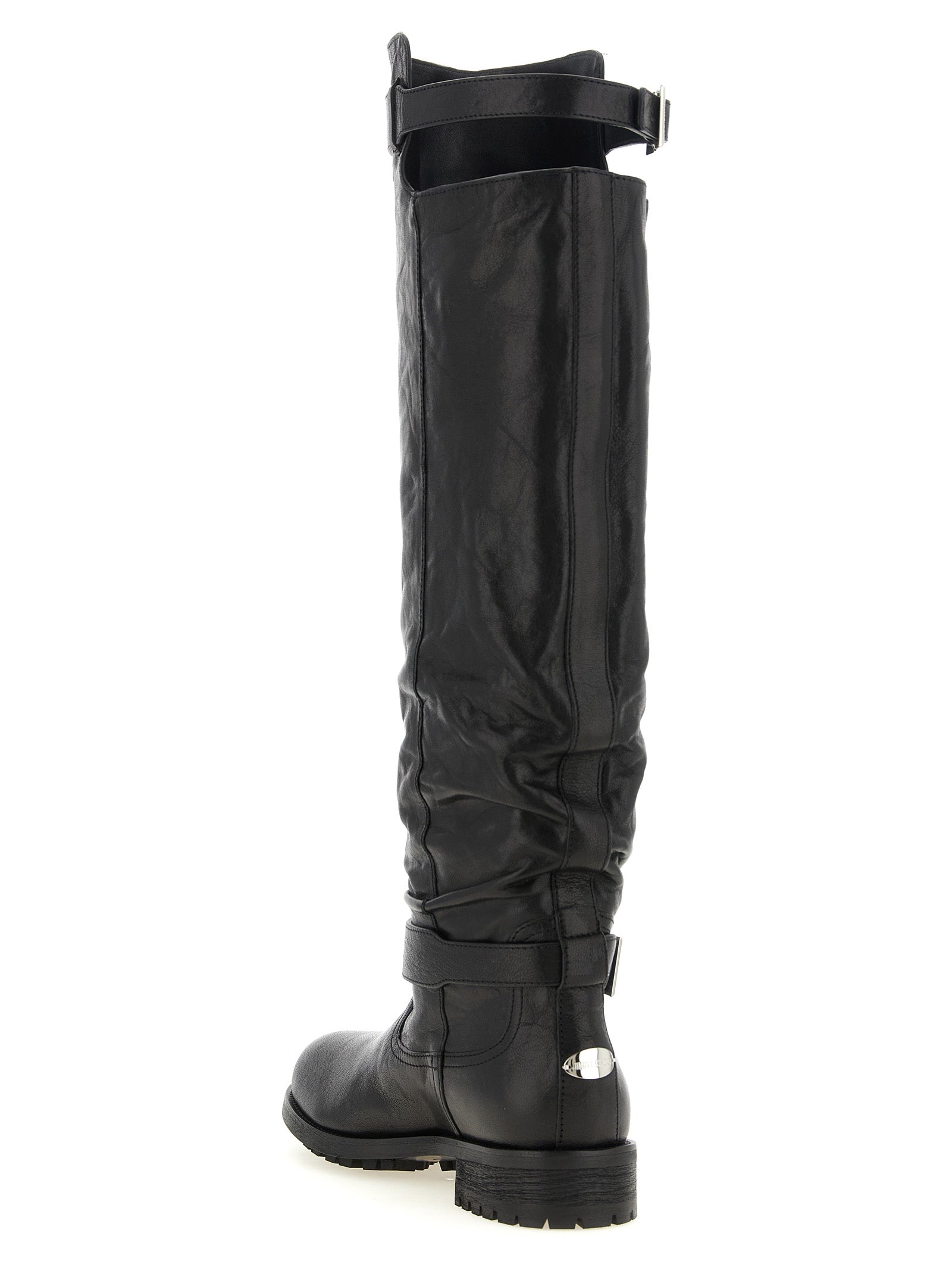 Jimmy Choo Schwarze Leder Overknee-Stiefel