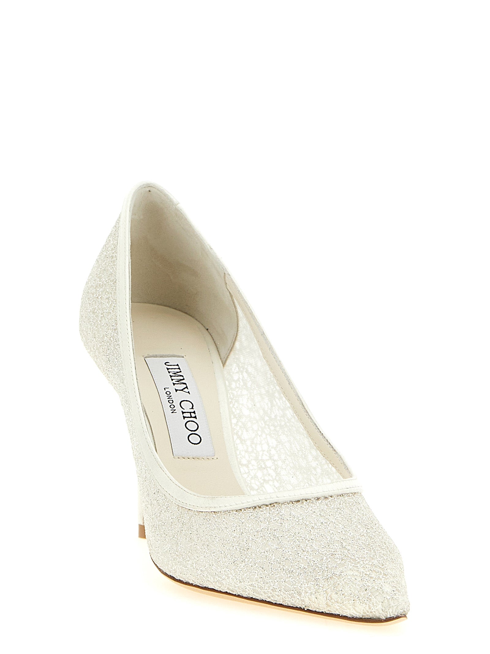Jimmy Choo Weiße Tencel-Pumps mit hohem Absatz