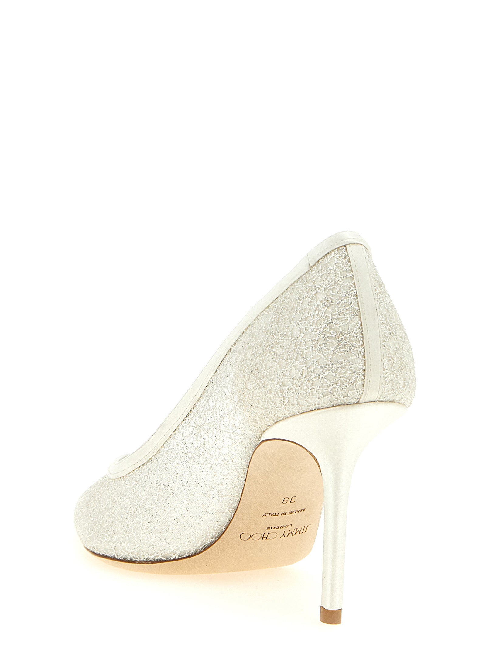 Jimmy Choo Weiße Tencel-Pumps mit hohem Absatz