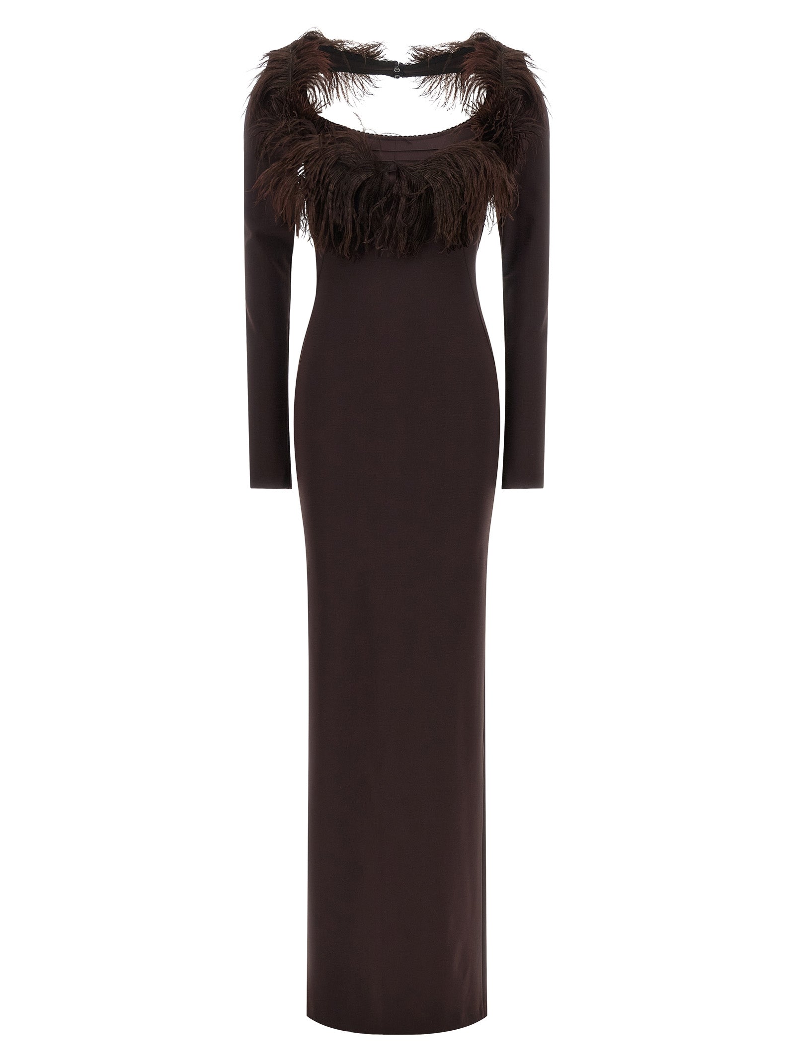 The Attico Braunes Viskose-Maxikleid