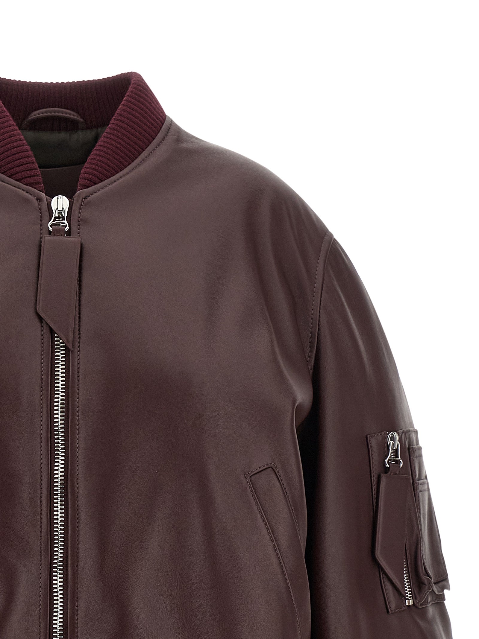 The Attico Bordeaux Lammleder Lederjacke