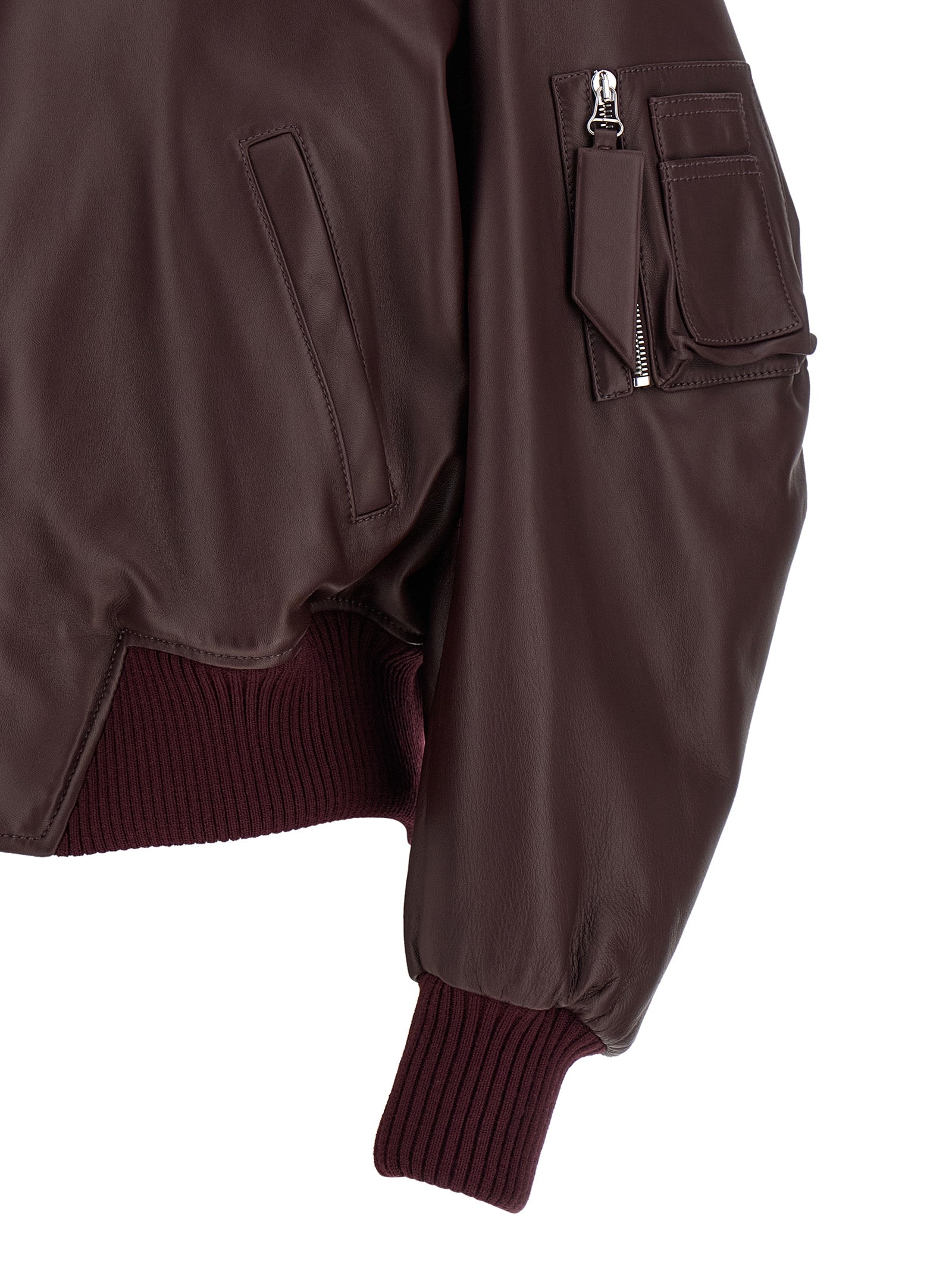 The Attico Bordeaux Lammleder Lederjacke