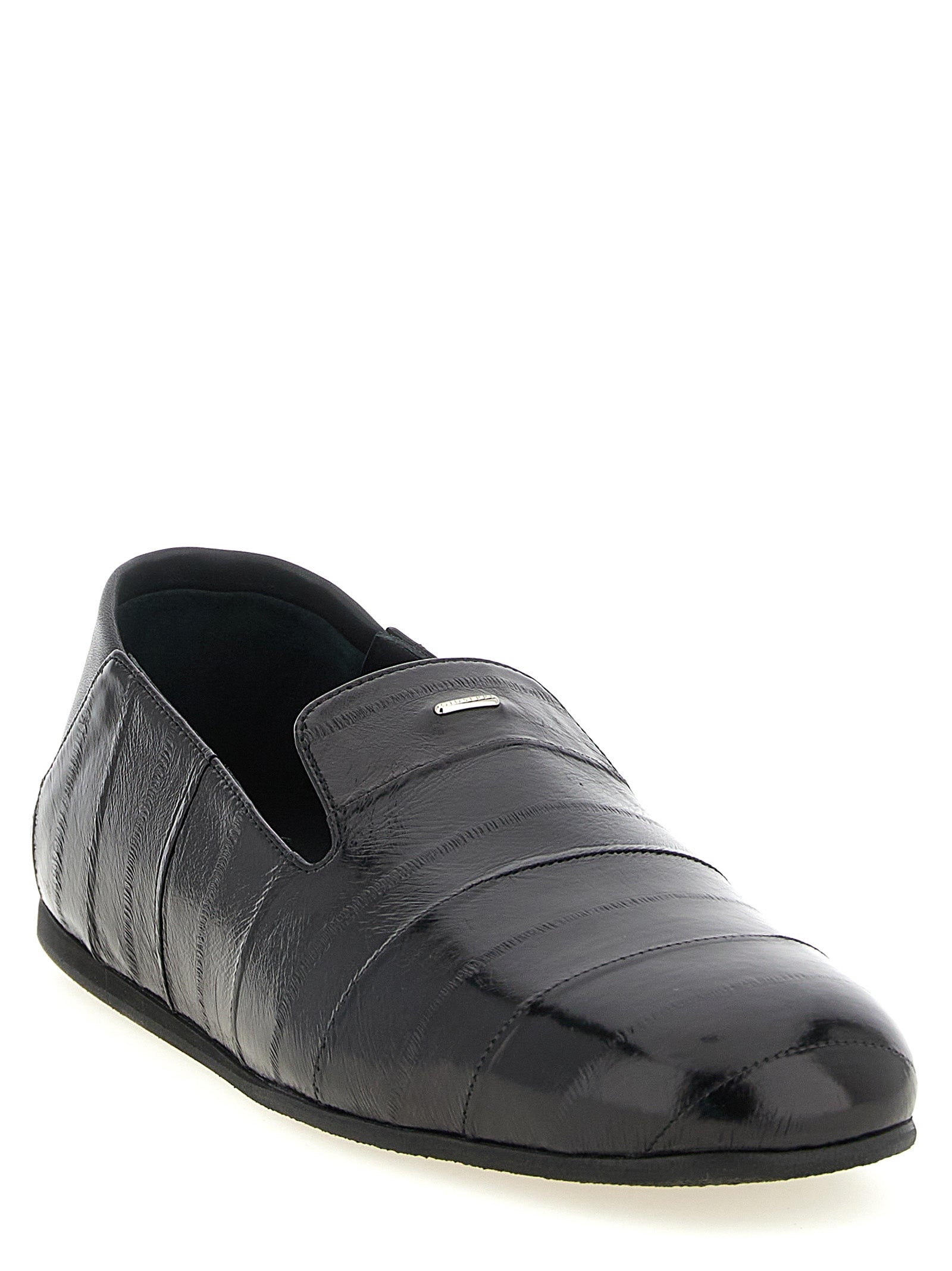 Giuseppe Zanotti Schwarze Leder Loafer zum Hineinschlüpfen