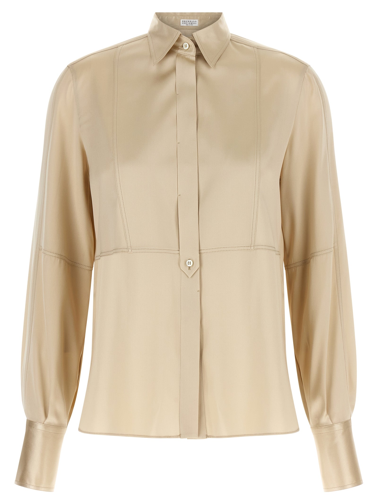 Brunello Cucinelli Beige Seidenbluse
