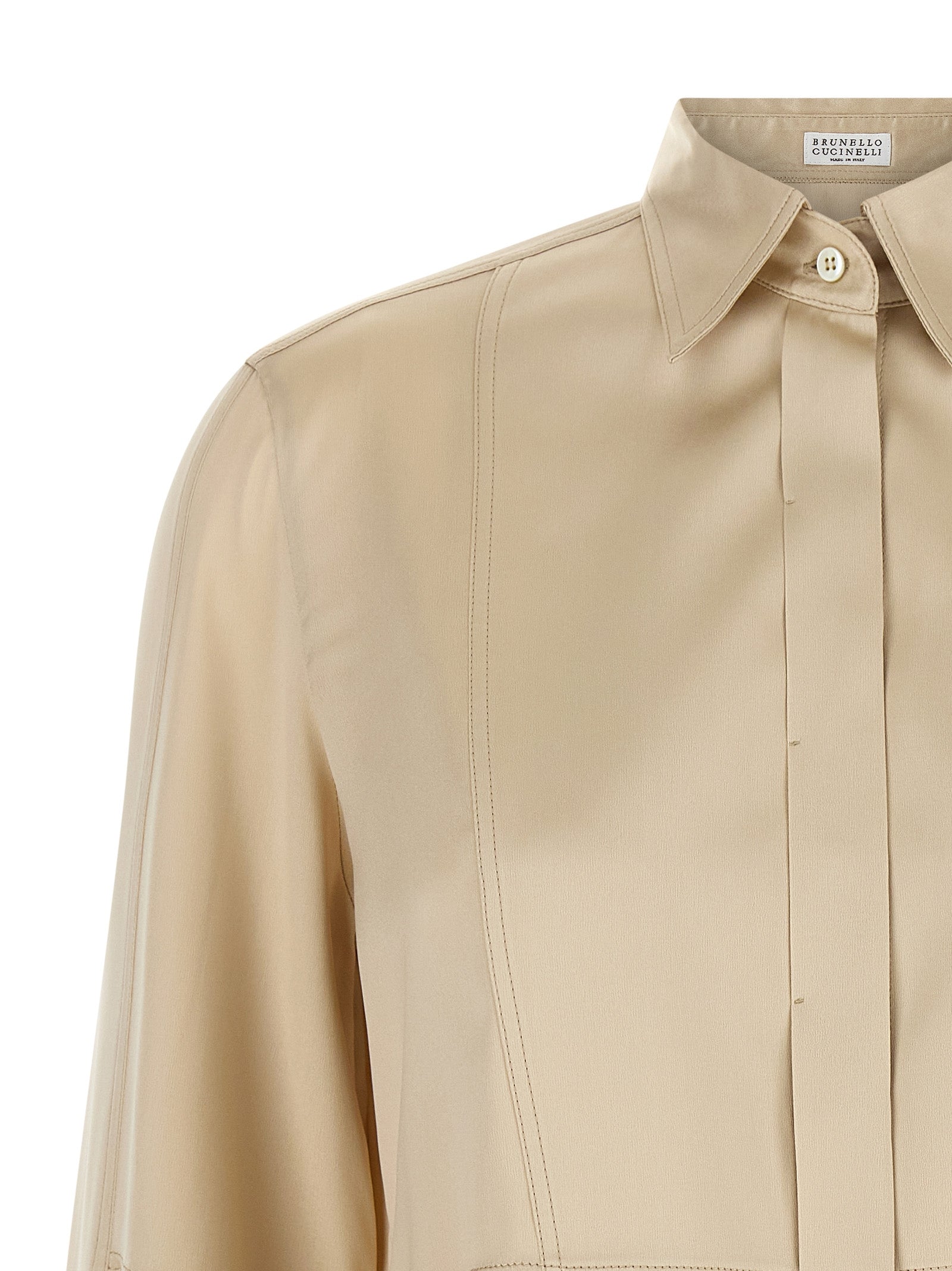 Brunello Cucinelli Beige Seidenbluse
